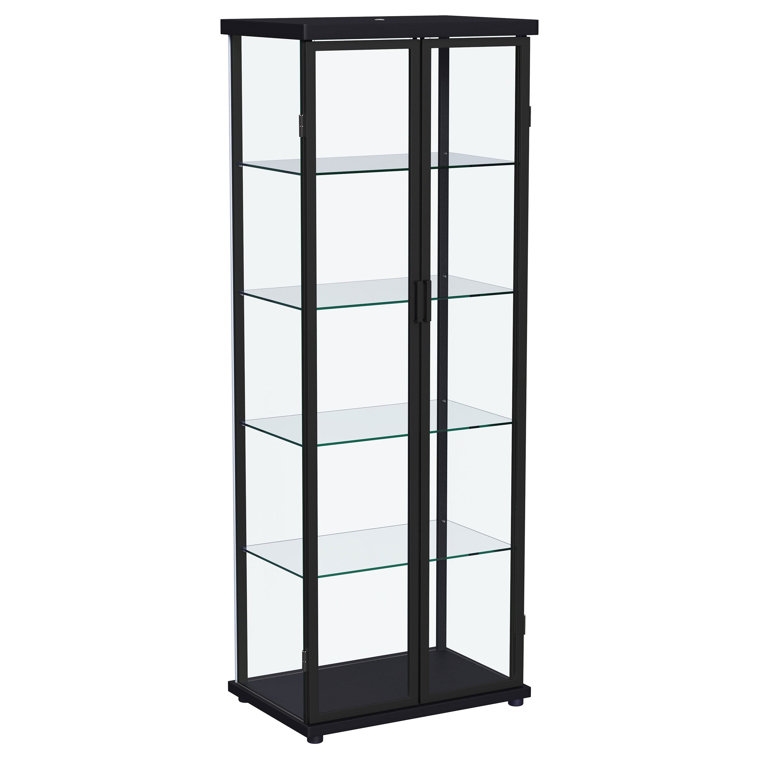 Aero 4-shelf Display Curio Cabinet with LED Lighting Black — view 1