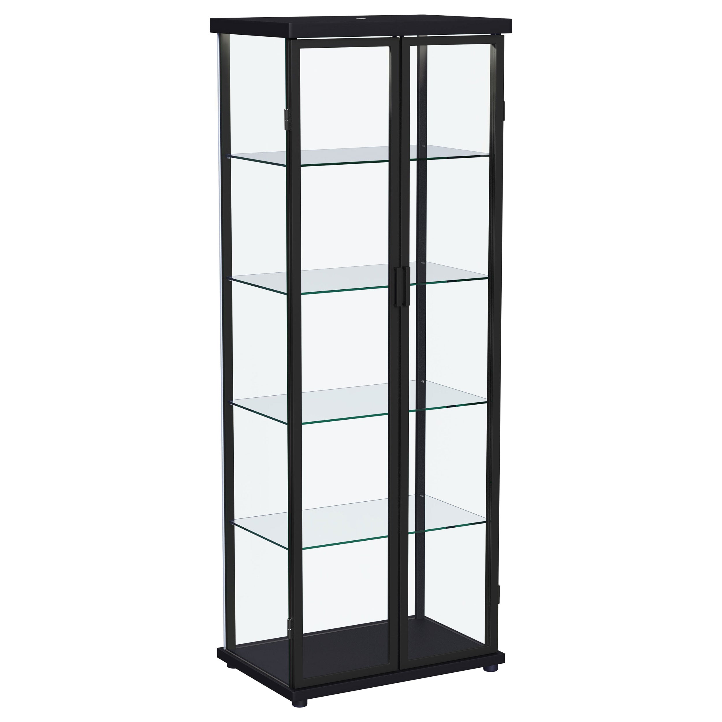 Aero 4-shelf Display Curio Cabinet with LED Lighting Black — view 4