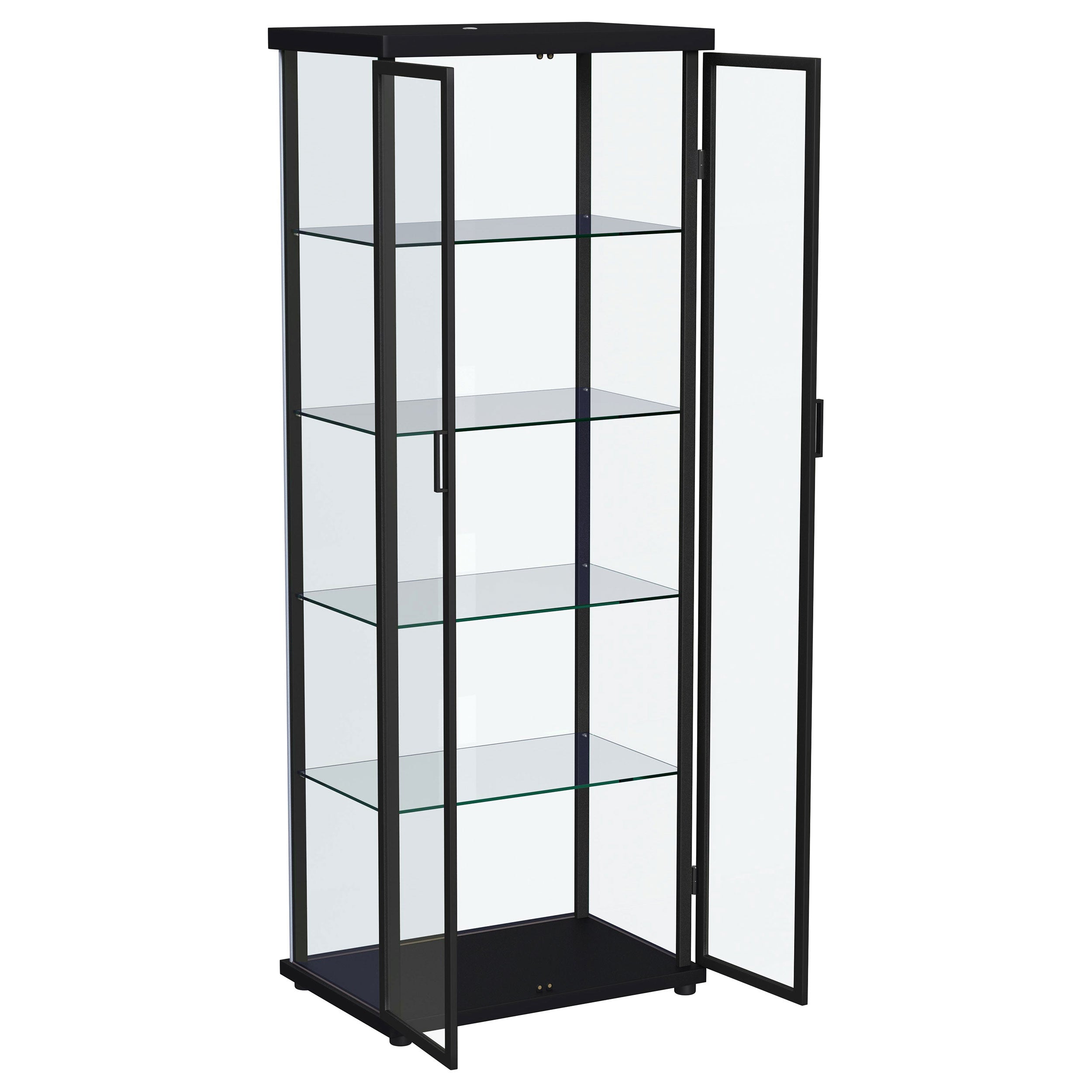 Aero 4-shelf Display Curio Cabinet with LED Lighting Black — view 5