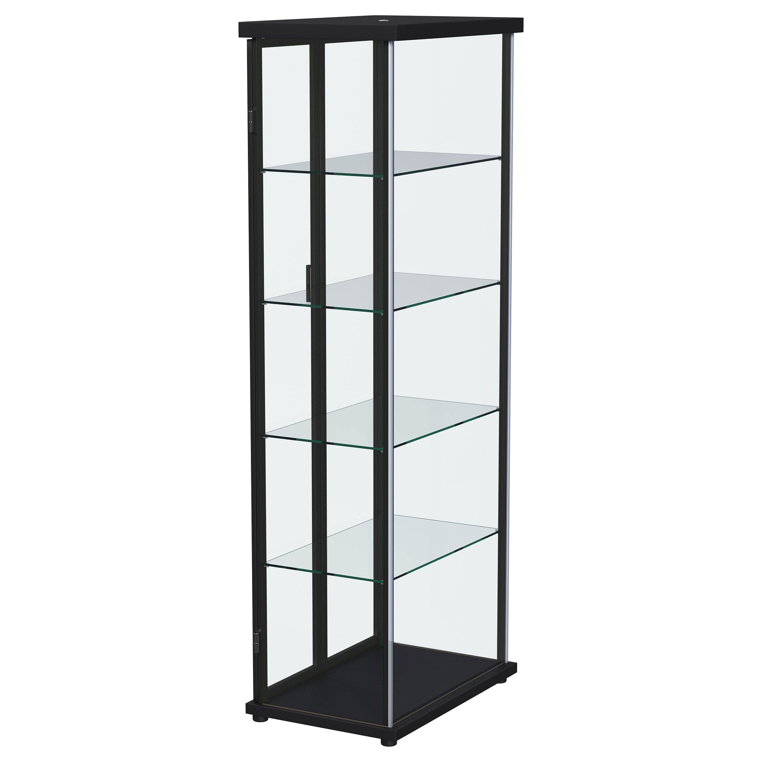 Aero 4-shelf Display Curio Cabinet with LED Lighting Black — view 9