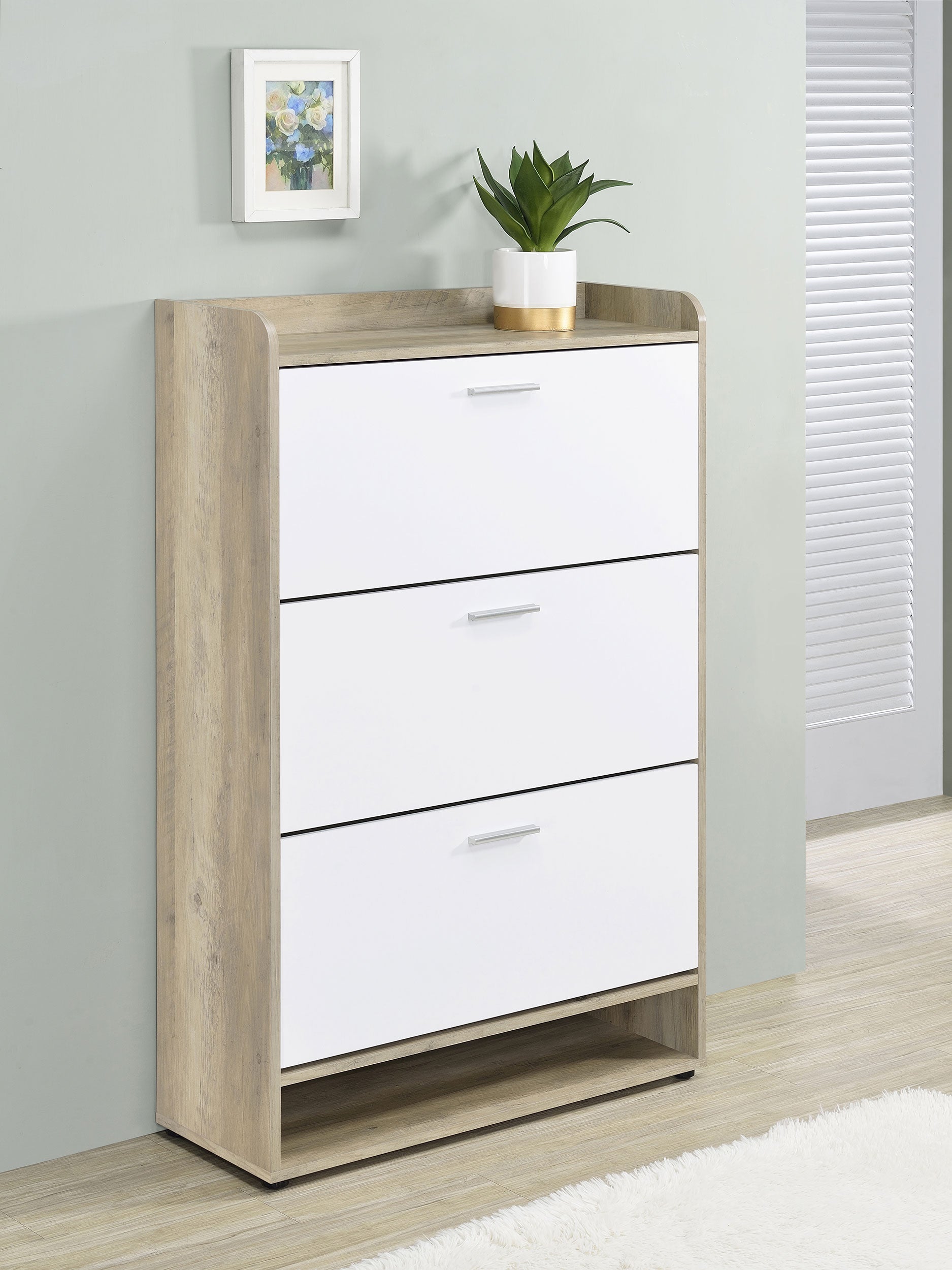 Denia 3-tier Engineered Wood Shoe Cabinet White — view 2