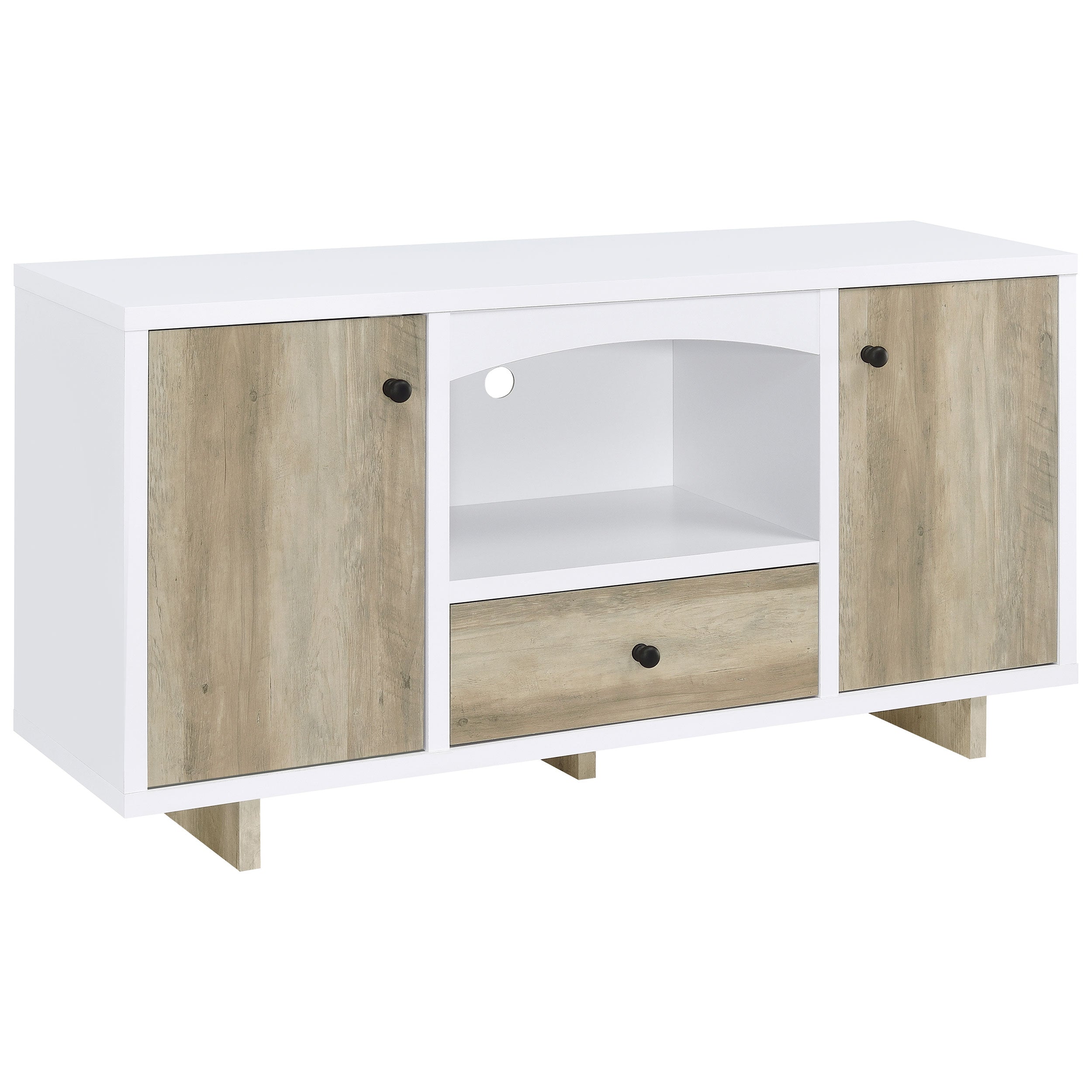 Dalton 2-door Storage Cabinet White and Distressed Pine — view 1