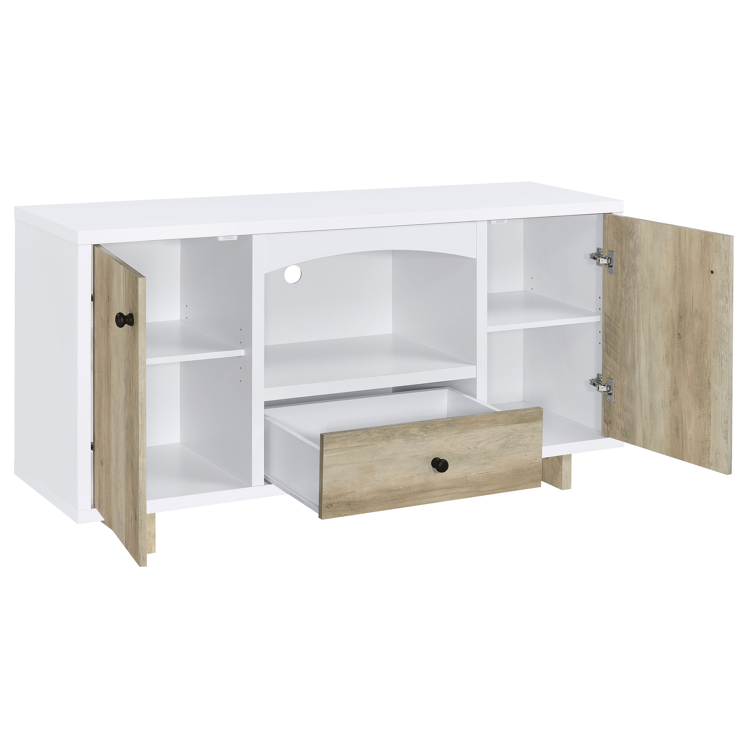 Dalton 2-door Storage Cabinet White and Distressed Pine — view 3