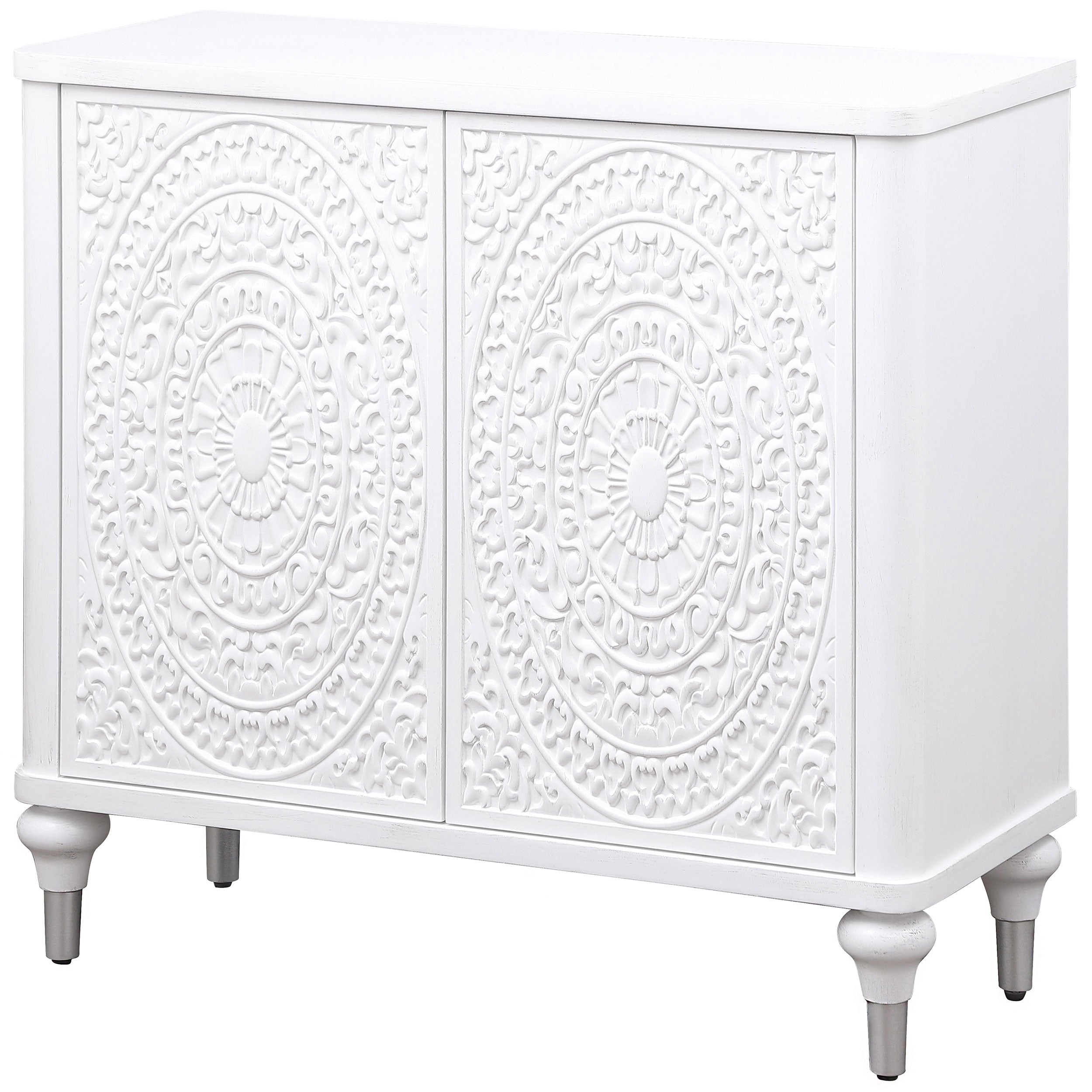 Cardella 2-door Mandala Accent Cabinet Distressed White — view 5
