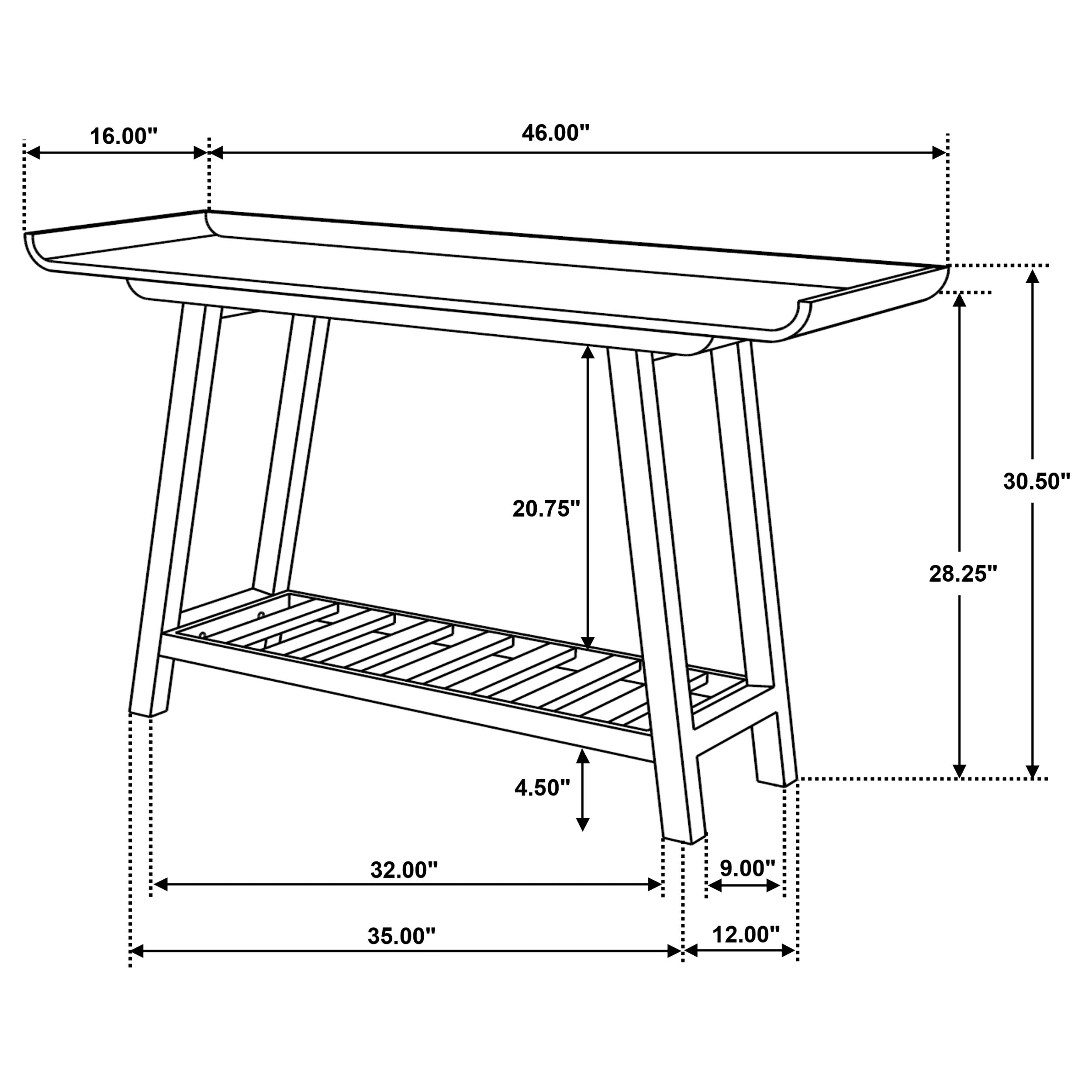 Ornelas 46-inch Console Table with Slatted Shelf Mango Brown — view 11