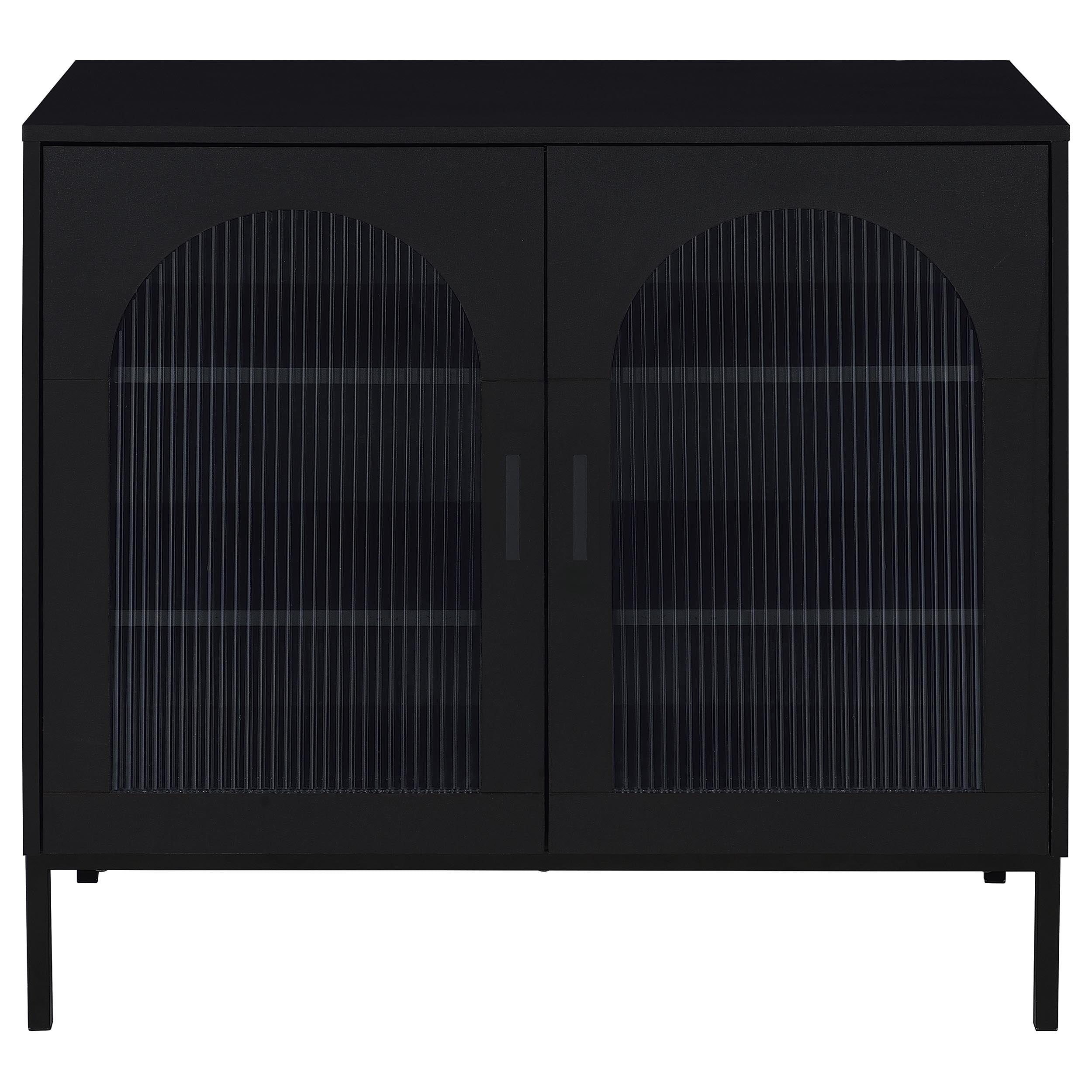 Jess 2-door Arched Fluted Glass Accent Cabinet Black — view 4