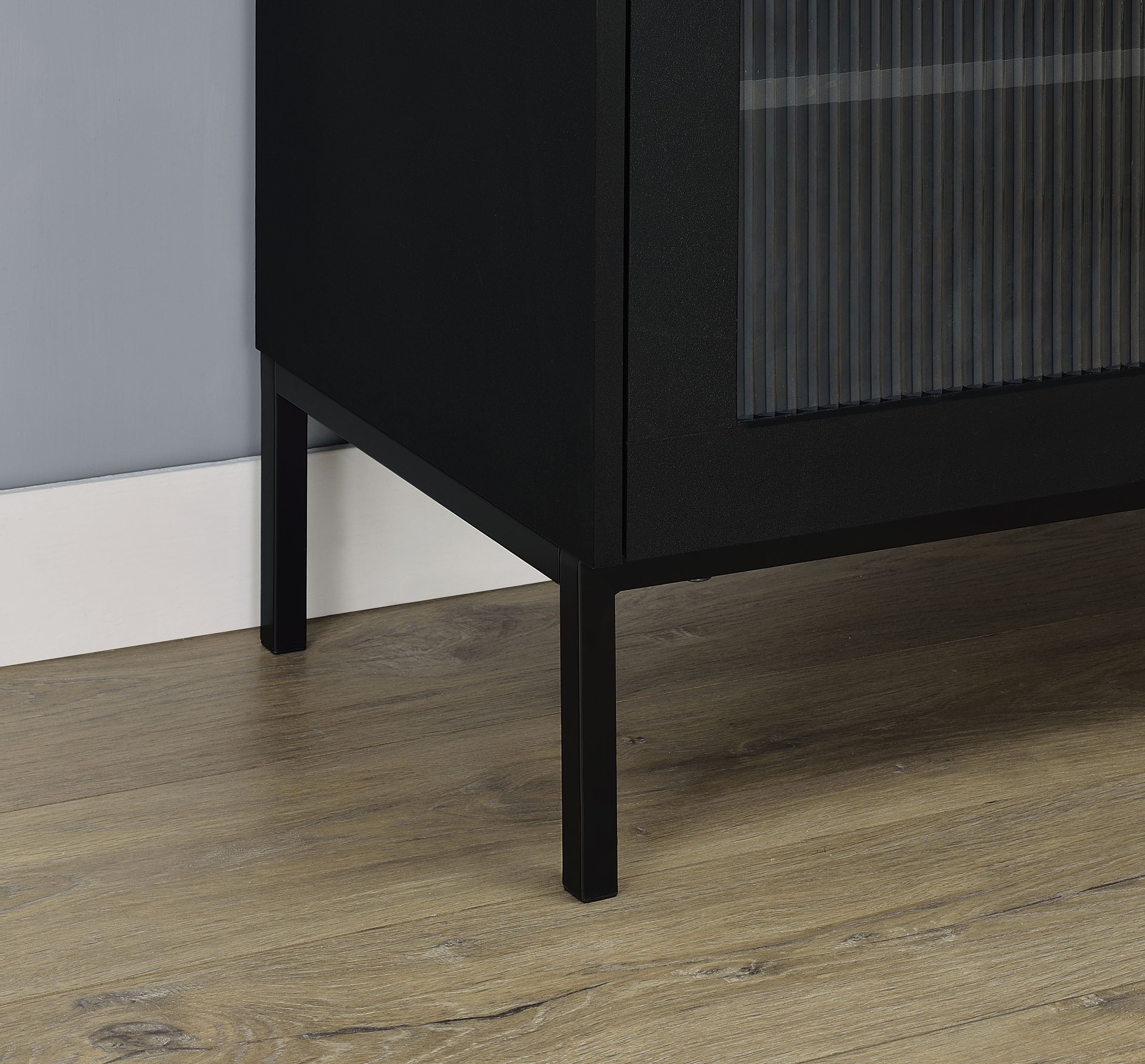Jess 2-door Arched Fluted Glass Accent Cabinet Black — view 9