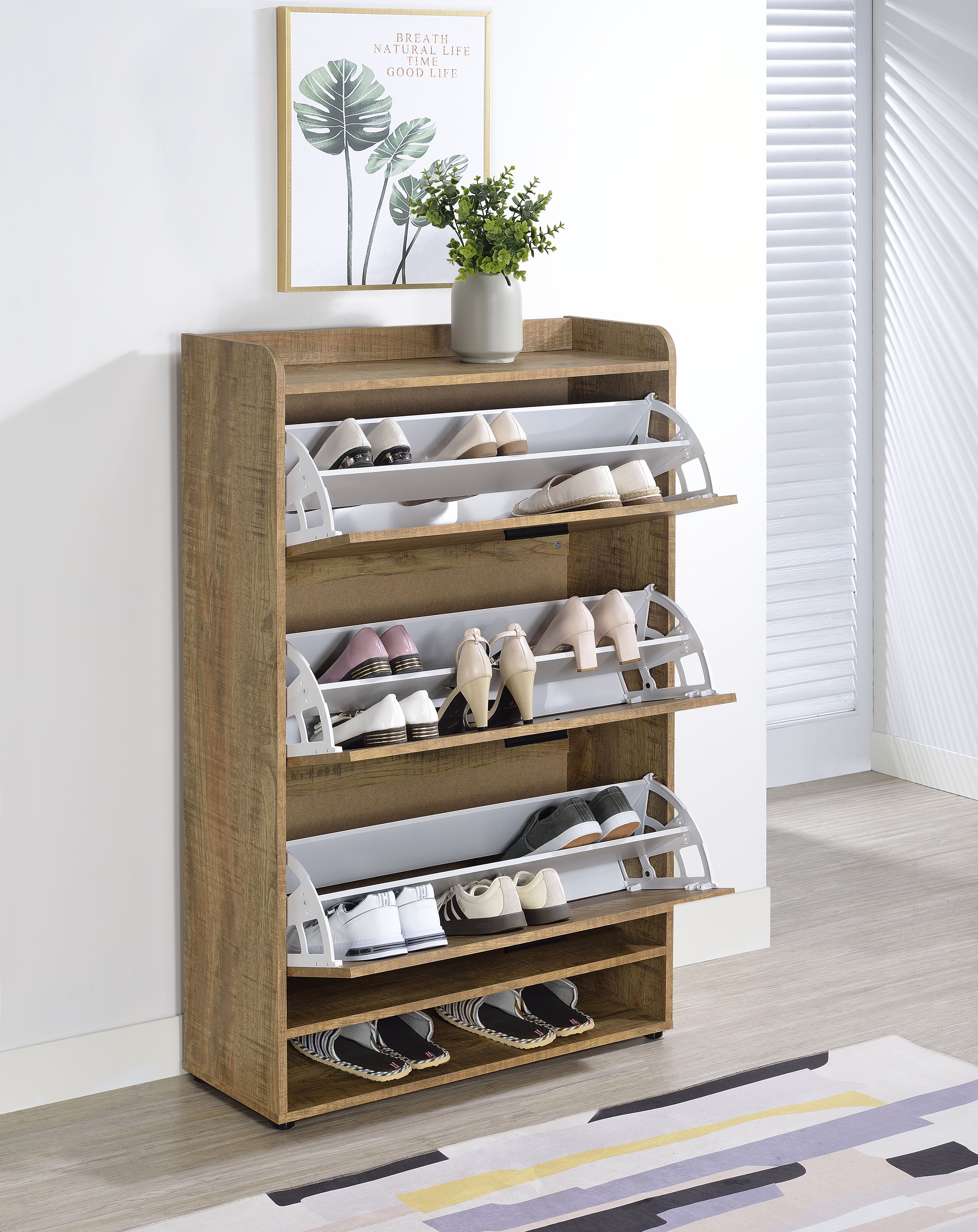 Denia 3-tier Engineered Wood Shoe Cabinet Mango — view 3