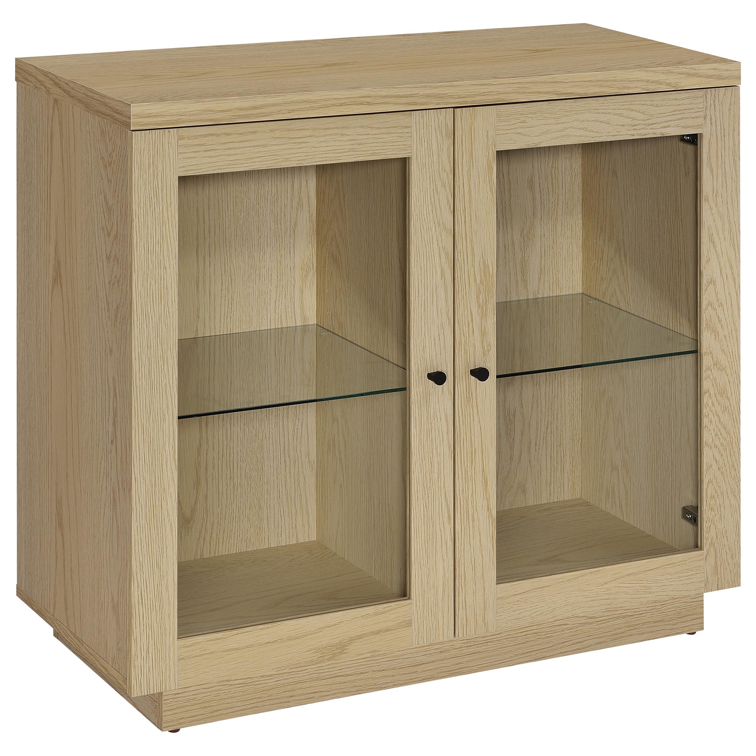Tilbury 2-door Glass Front Accent Display Cabinet Light Oak — view 1