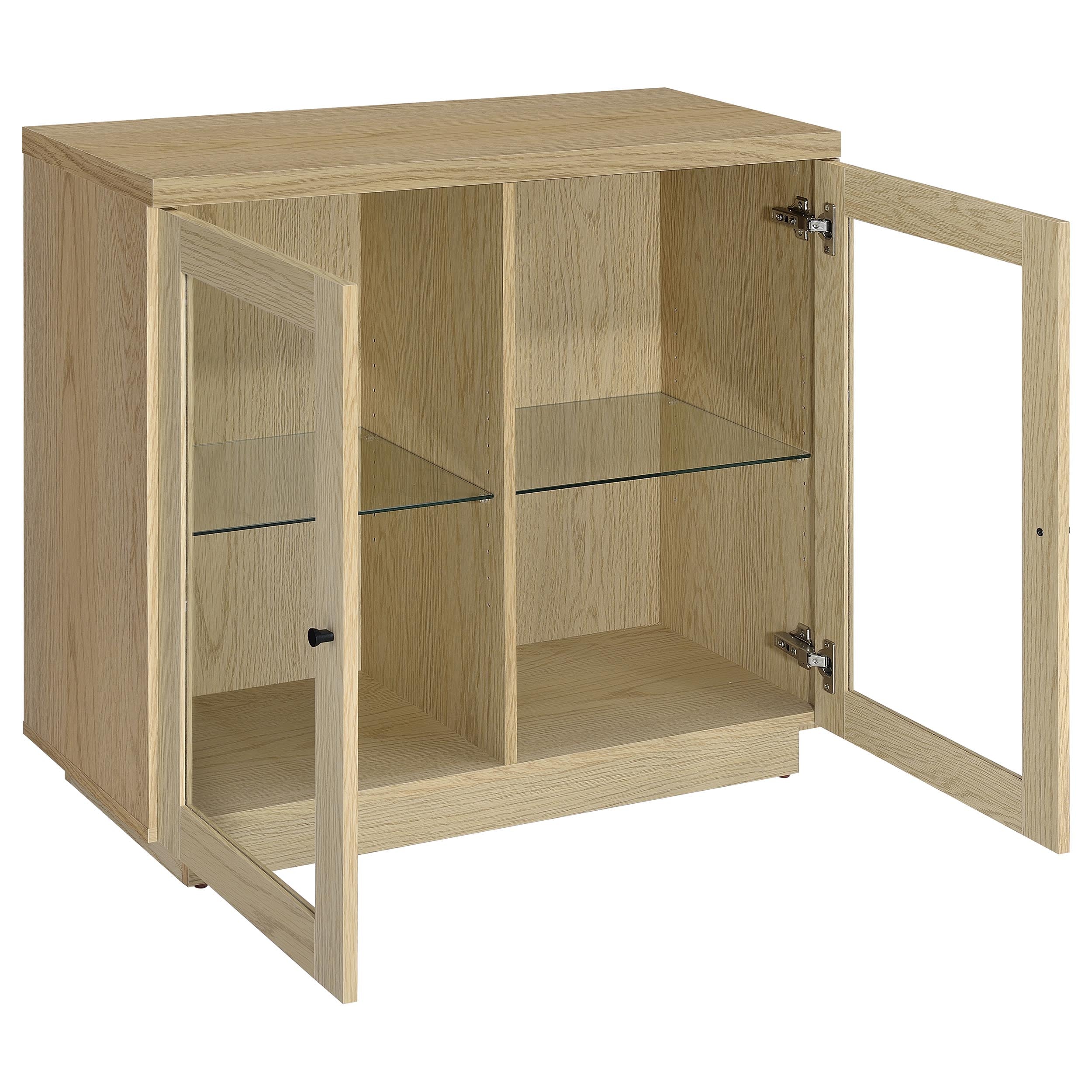Tilbury 2-door Glass Front Accent Display Cabinet Light Oak — view 3