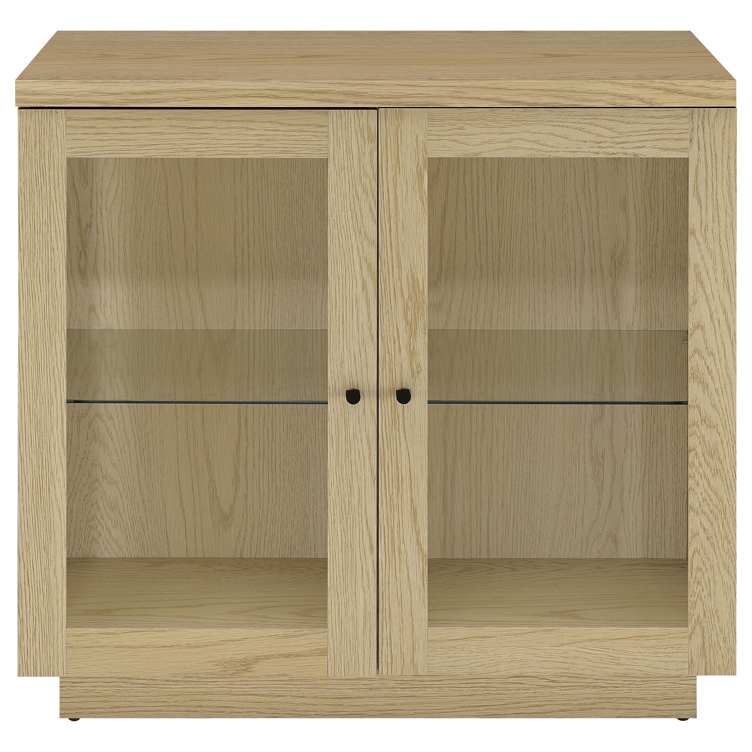 Tilbury 2-door Glass Front Accent Display Cabinet Light Oak — view 4