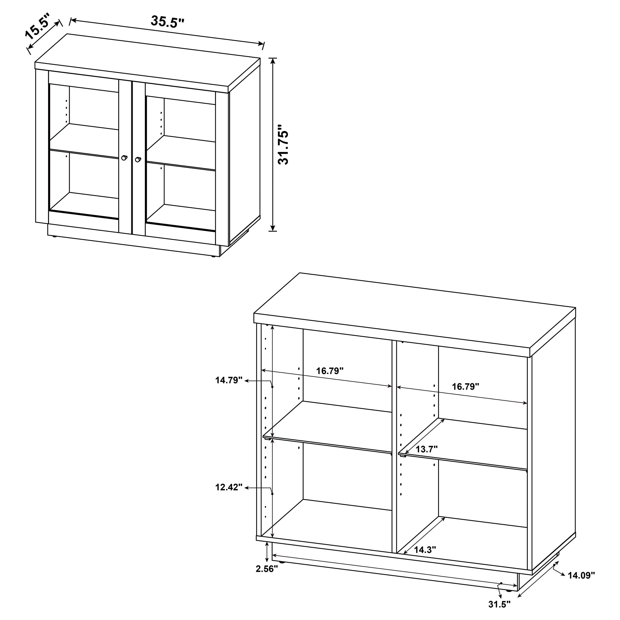 Tilbury 2-door Glass Front Accent Display Cabinet Light Oak — view 11