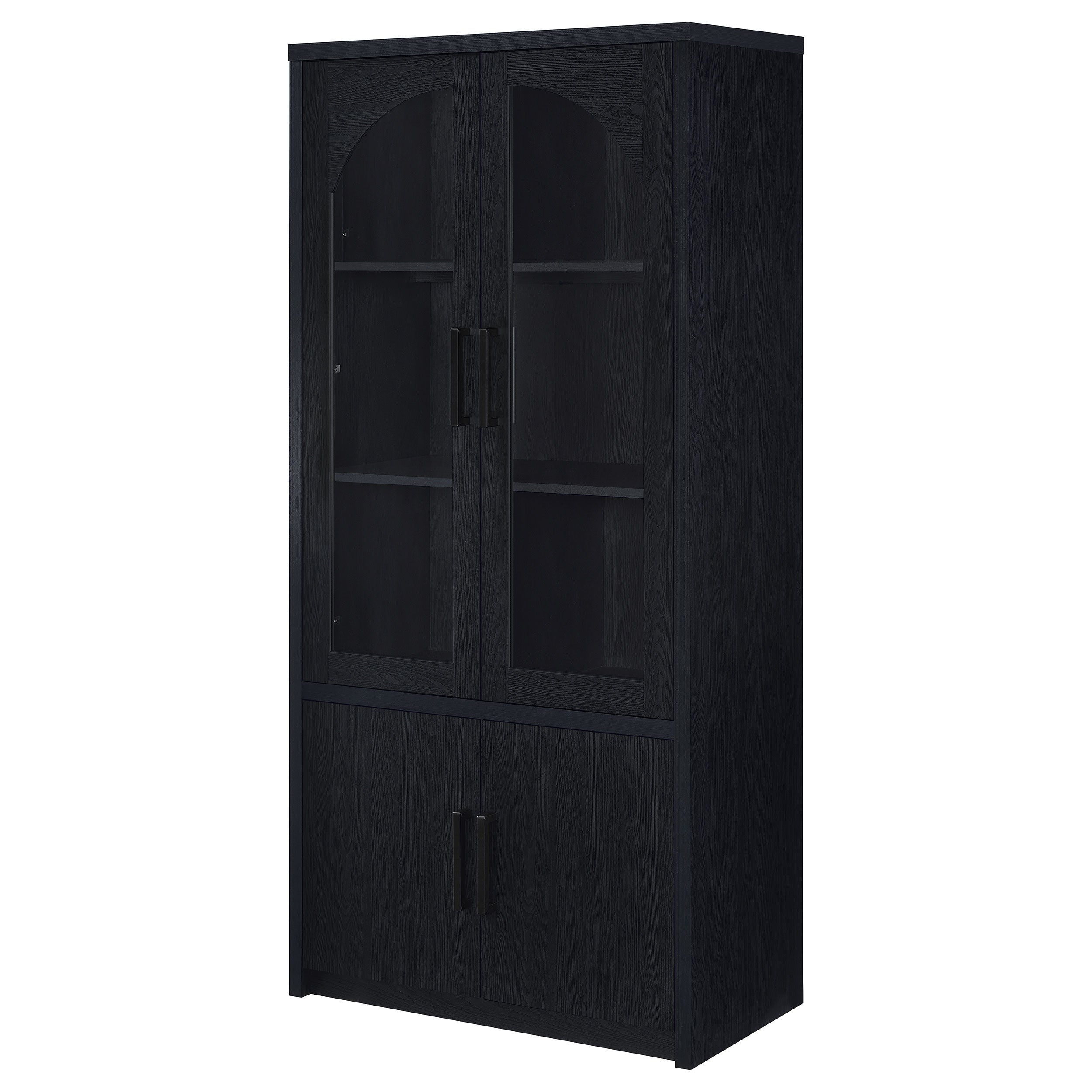 Riva 4-door Tall Accent Display Cabinet LED Lighting Black — view 6