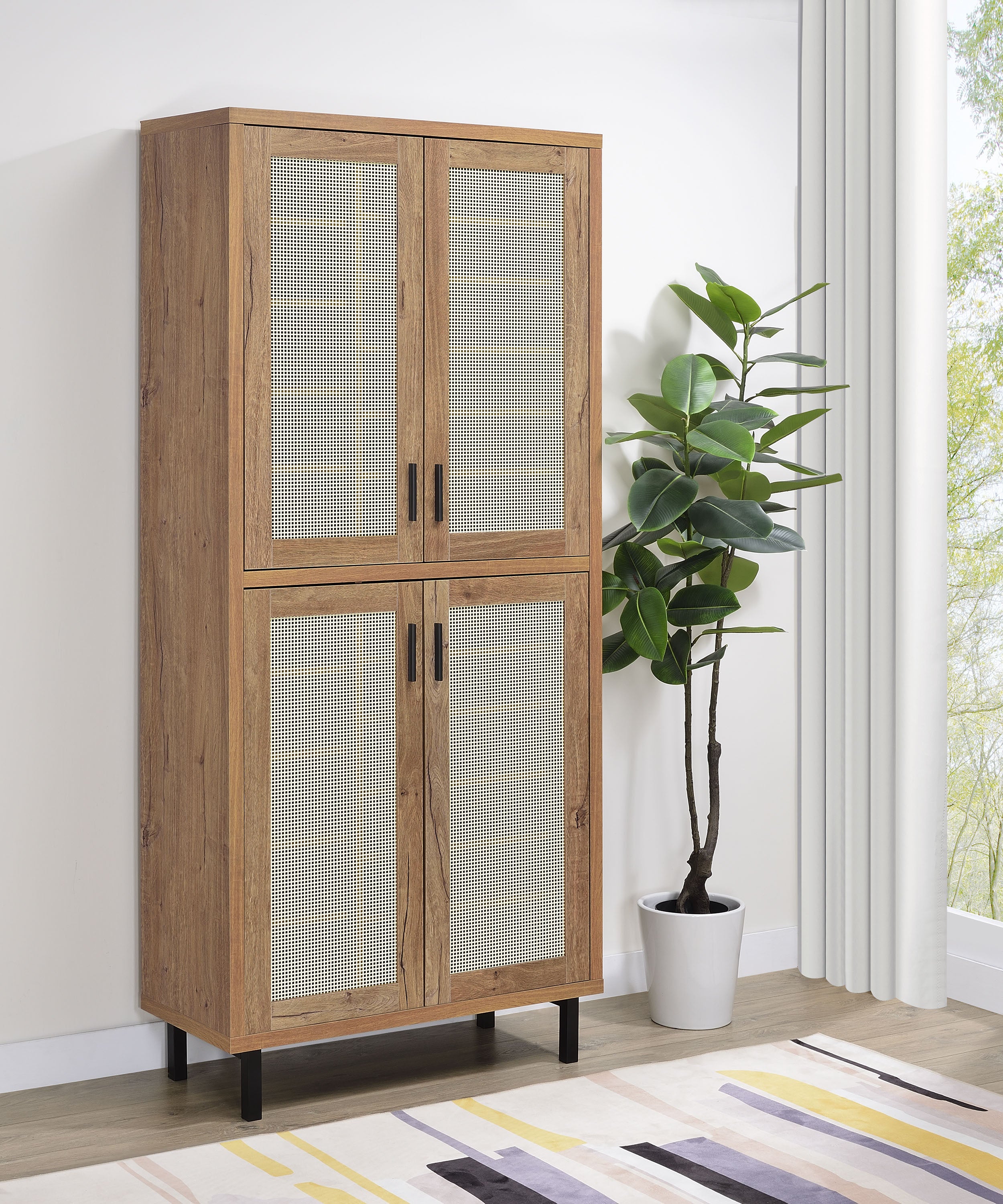 Teller 80-inch 4-door Tall Shoe Storage Cabinet Natural Oak — view 2