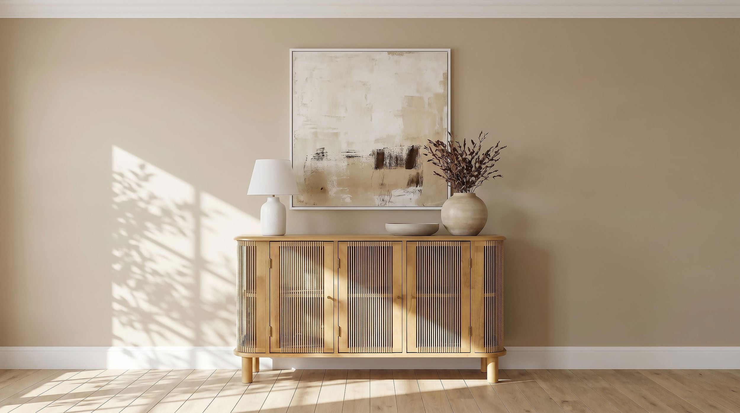 Ervine 3-Door Rope Panel Sideboard Accent Storage Cabinet Natural — view 2