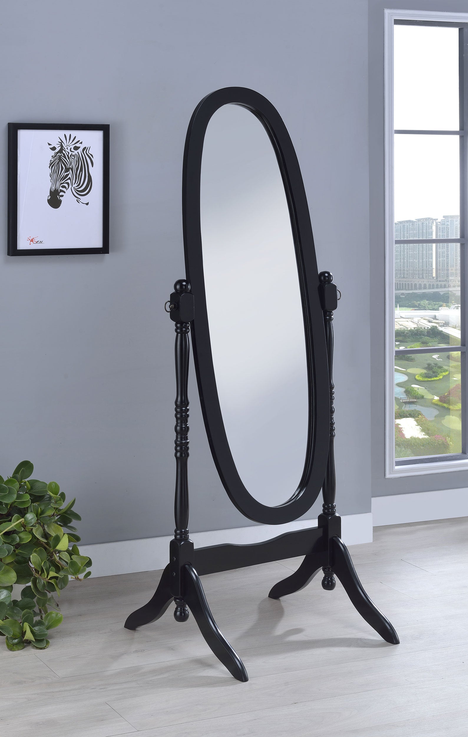 Foyet Wood Adjustable Full Length Cheval Mirror Black — view 2