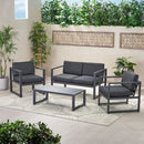 4 Piece Outdoor Chair Set With Weather Resistant Cushion - Dark Gray