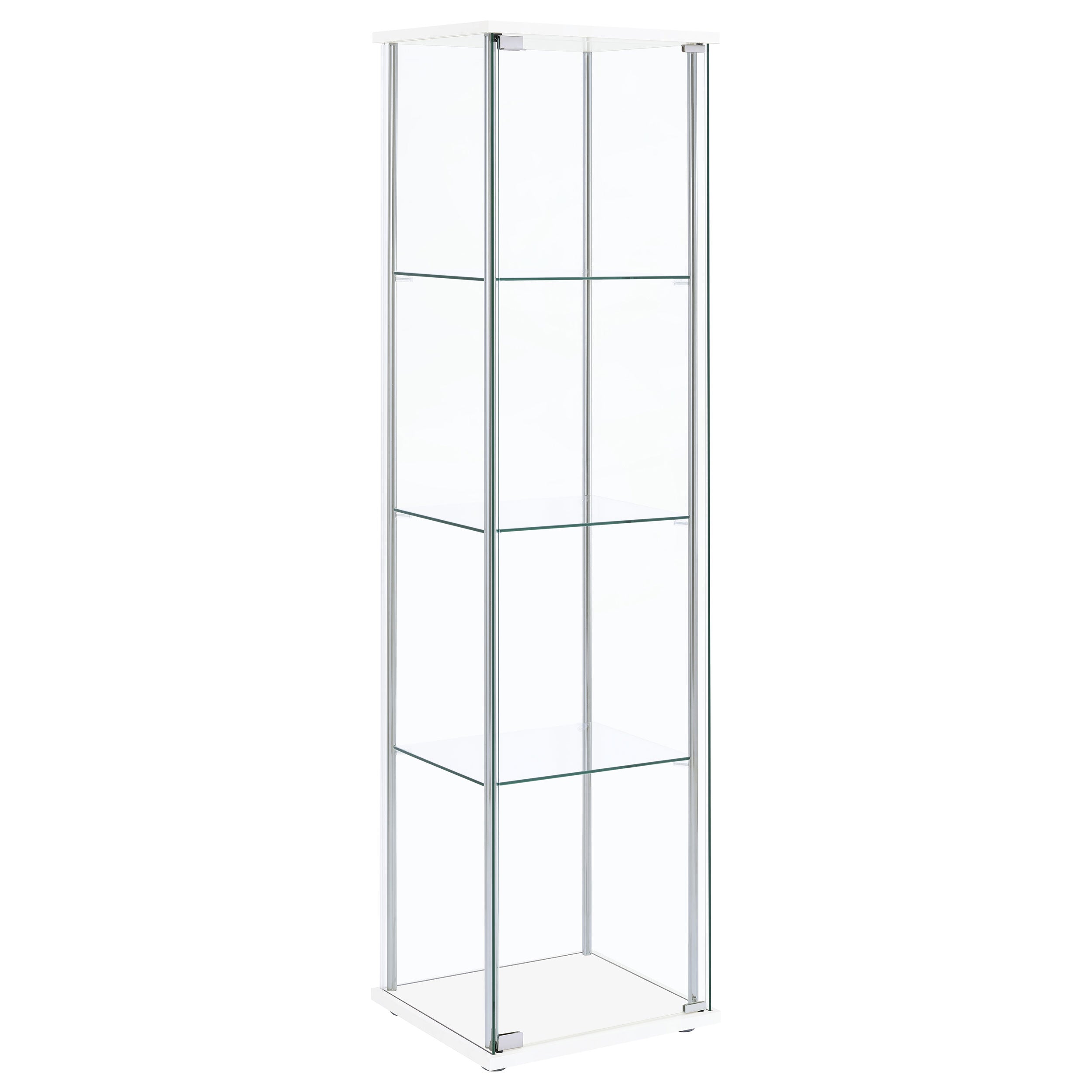 Bellatrix 3-shelf Clear Glass Curio Cabinet White — view 1