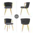 Modern Simple Linen Dining Chair With Plated Metal Legs (Set of 2)