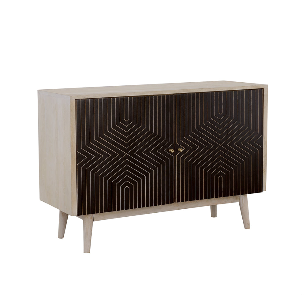Ixora 2-door Wood Accent Cabinet White Washed and Black — view 1
