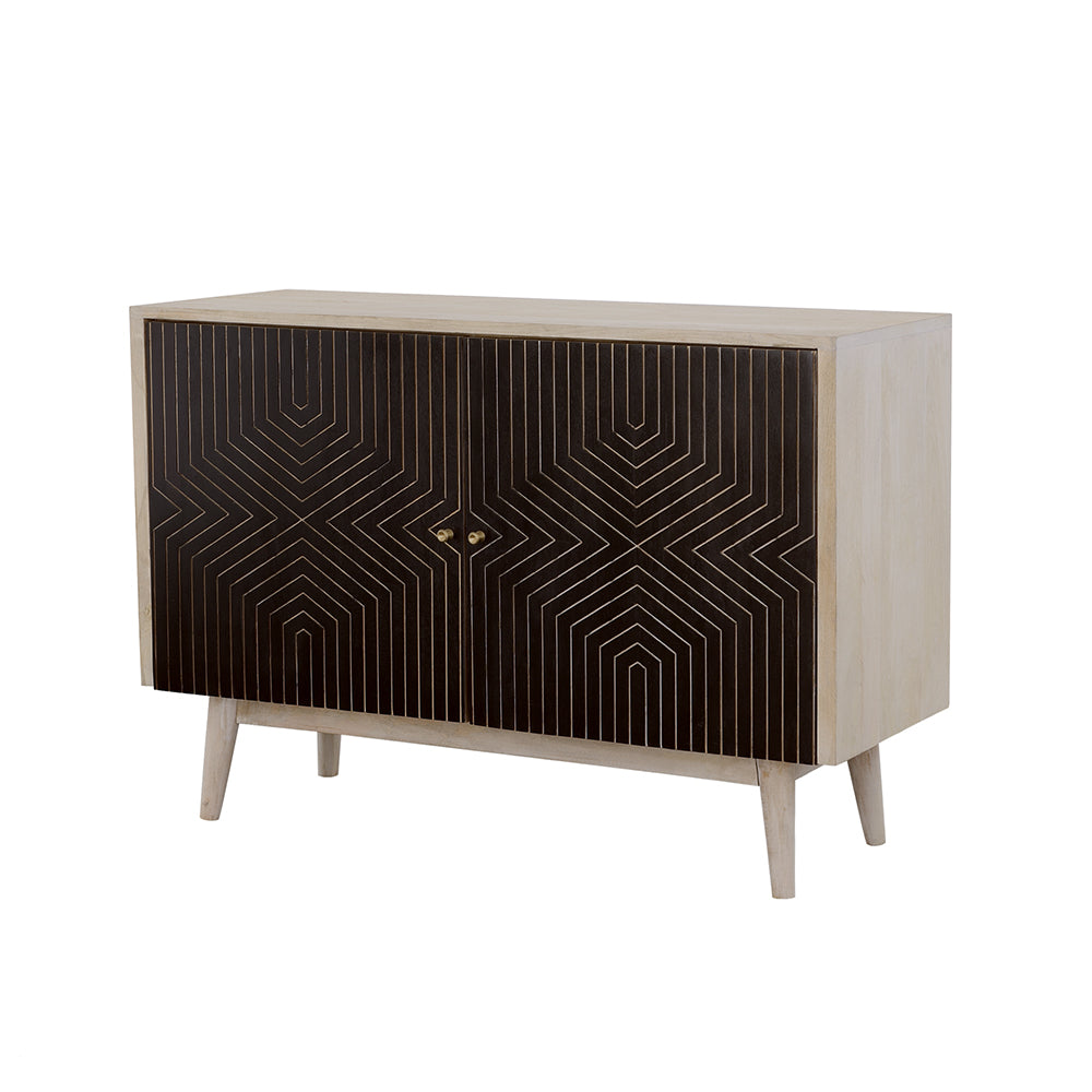 Ixora 2-door Wood Accent Cabinet White Washed and Black — view 5