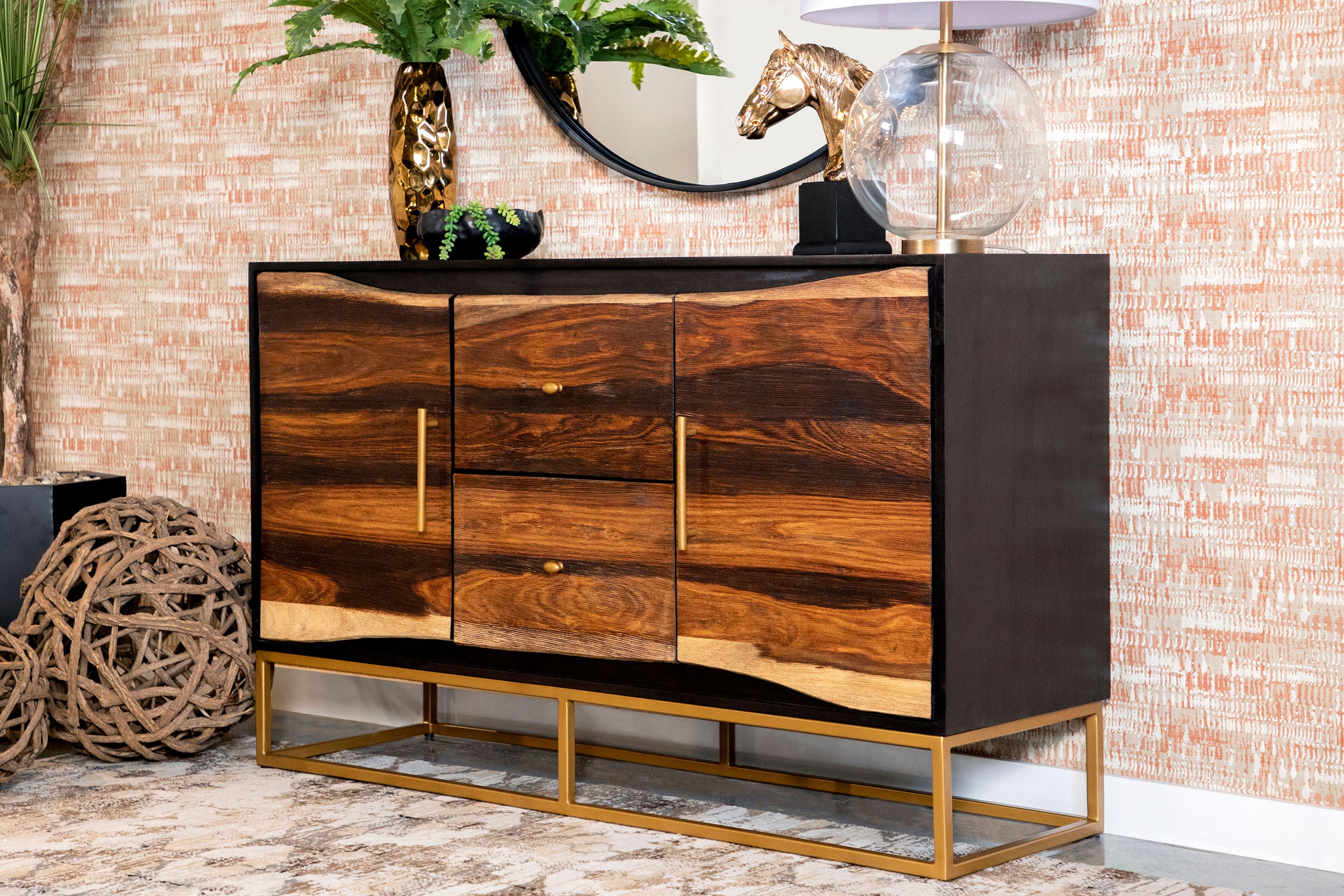 Zara 2-door 57-inch Wood Accent Storage Cabinet Black Walnut — view 2