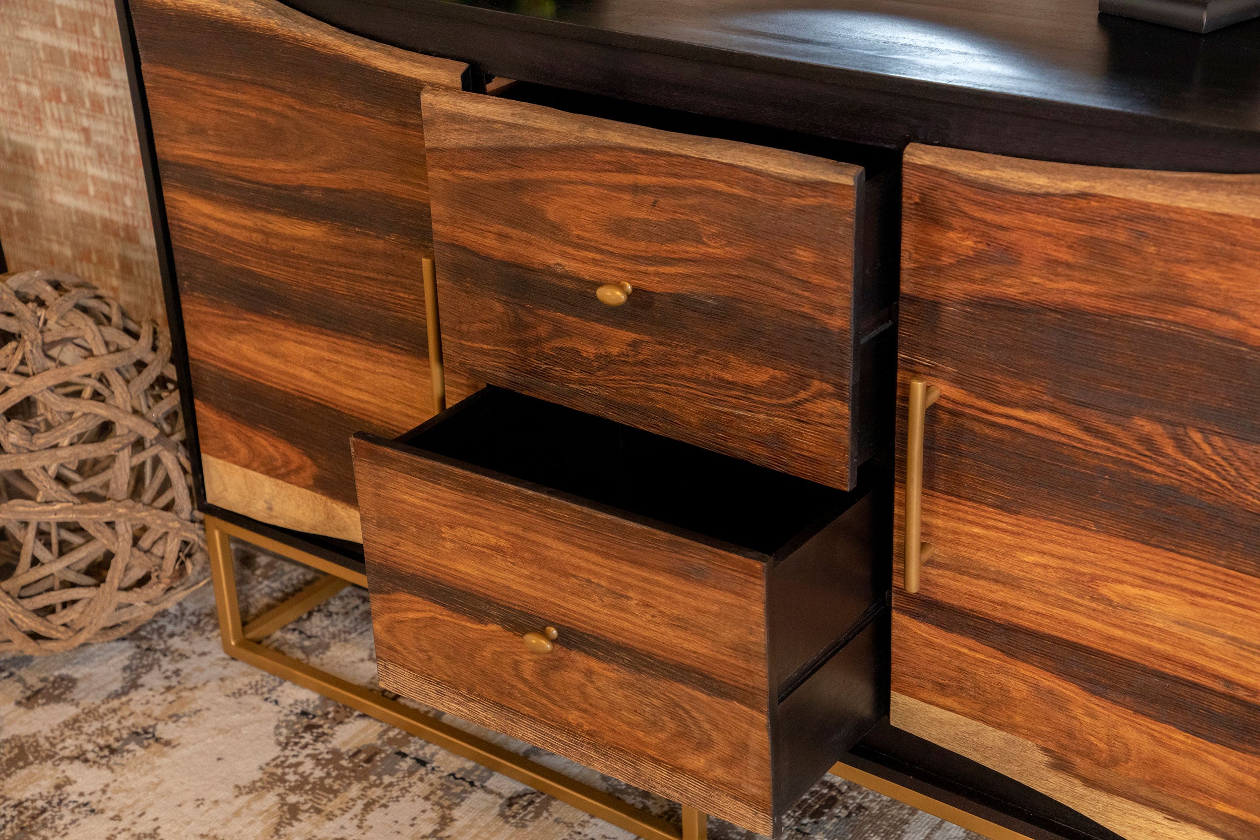 Zara 2-door 57-inch Wood Accent Storage Cabinet Black Walnut — view 8