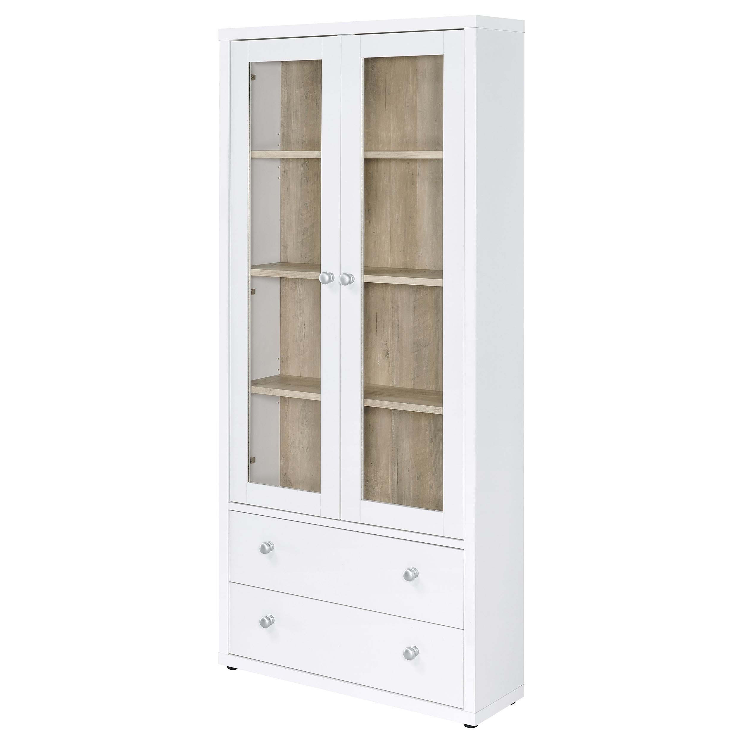 Hawthorne 4-shelf Glass Door Tall Cabinet with Drawers White — view 5