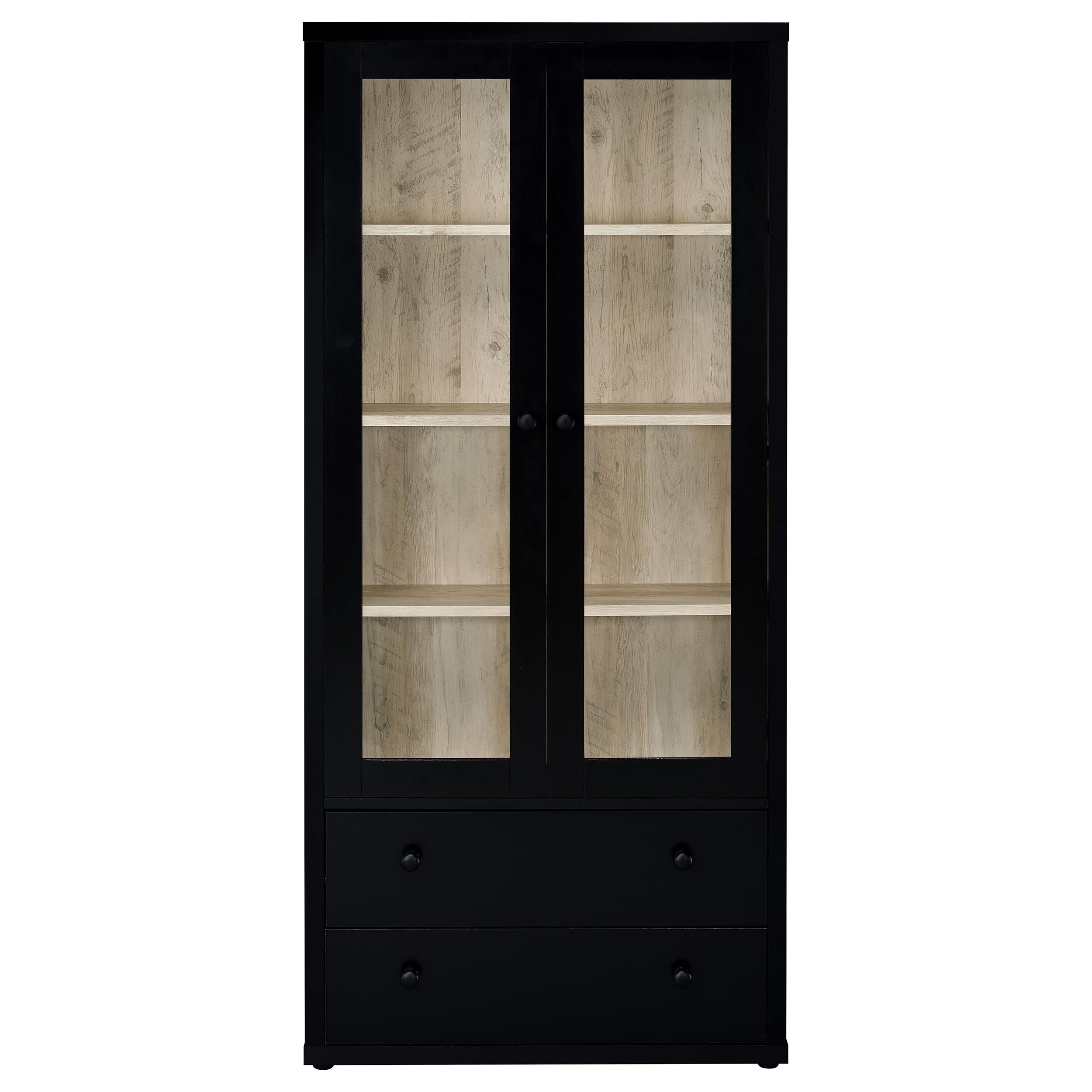 Hawthorne 4-shelf Glass Door Cabinet with Drawers Black — view 4
