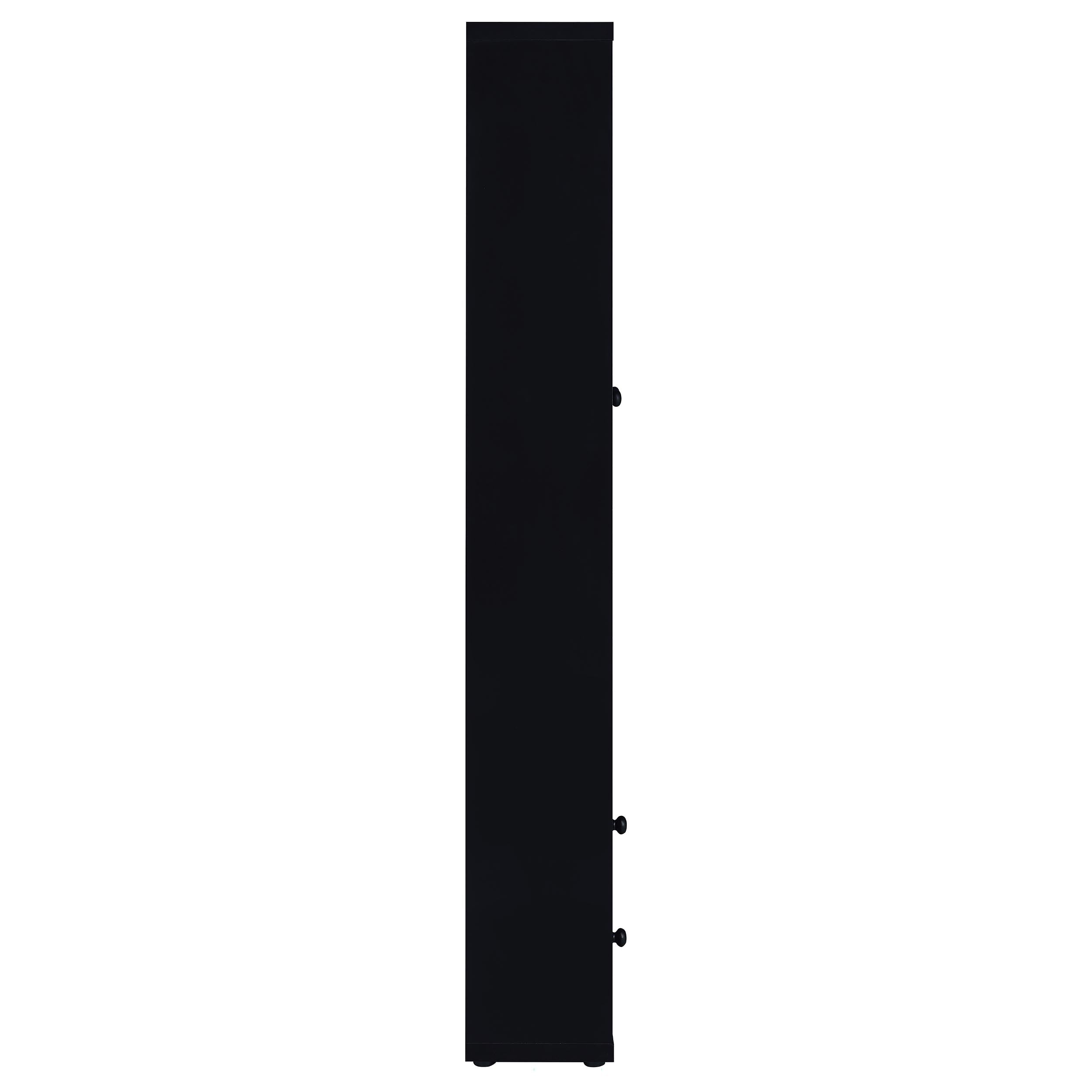Hawthorne 4-shelf Glass Door Cabinet with Drawers Black — view 9