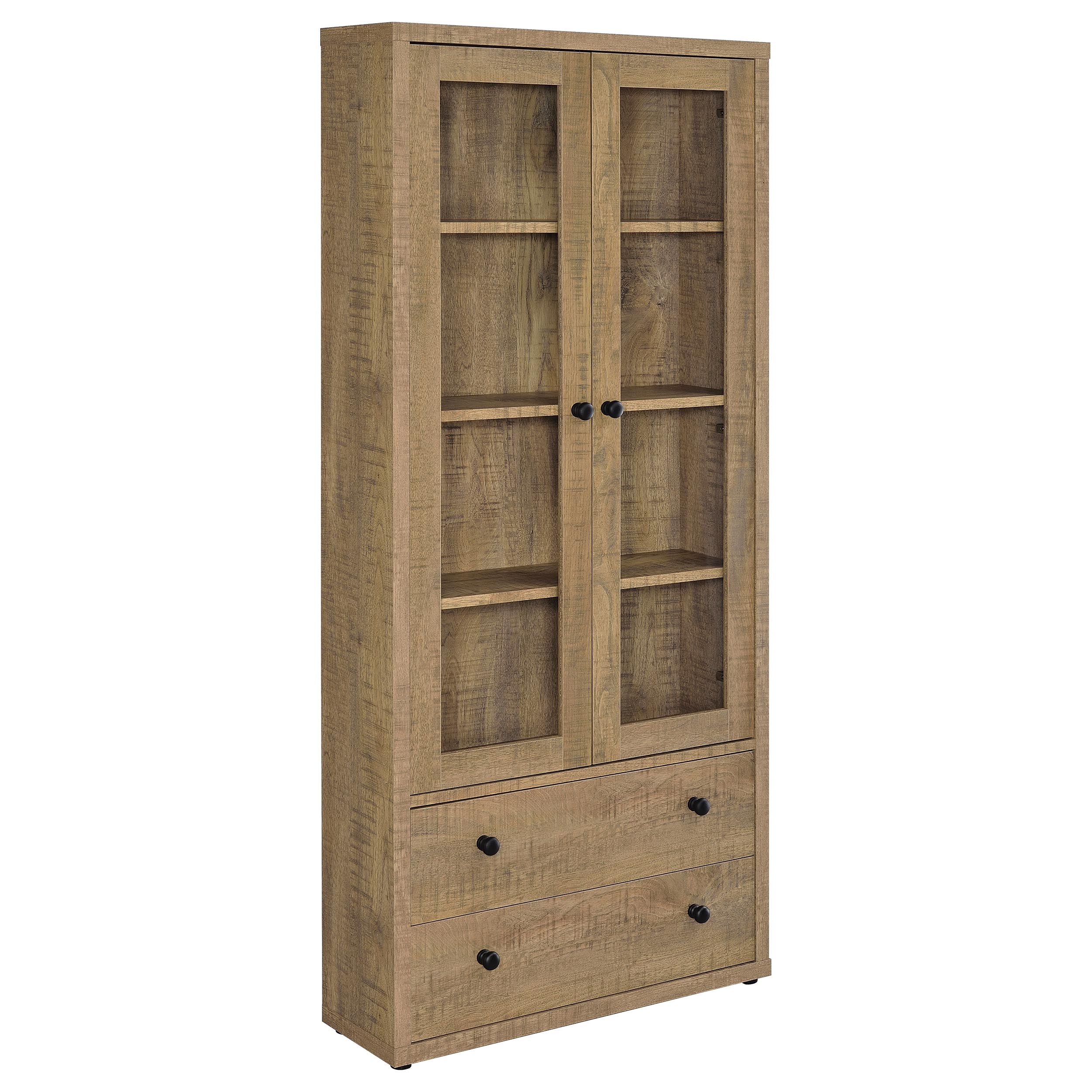 Hawthorne 4-shelf Glass Door Tall Cabinet with Drawers Mango — view 1