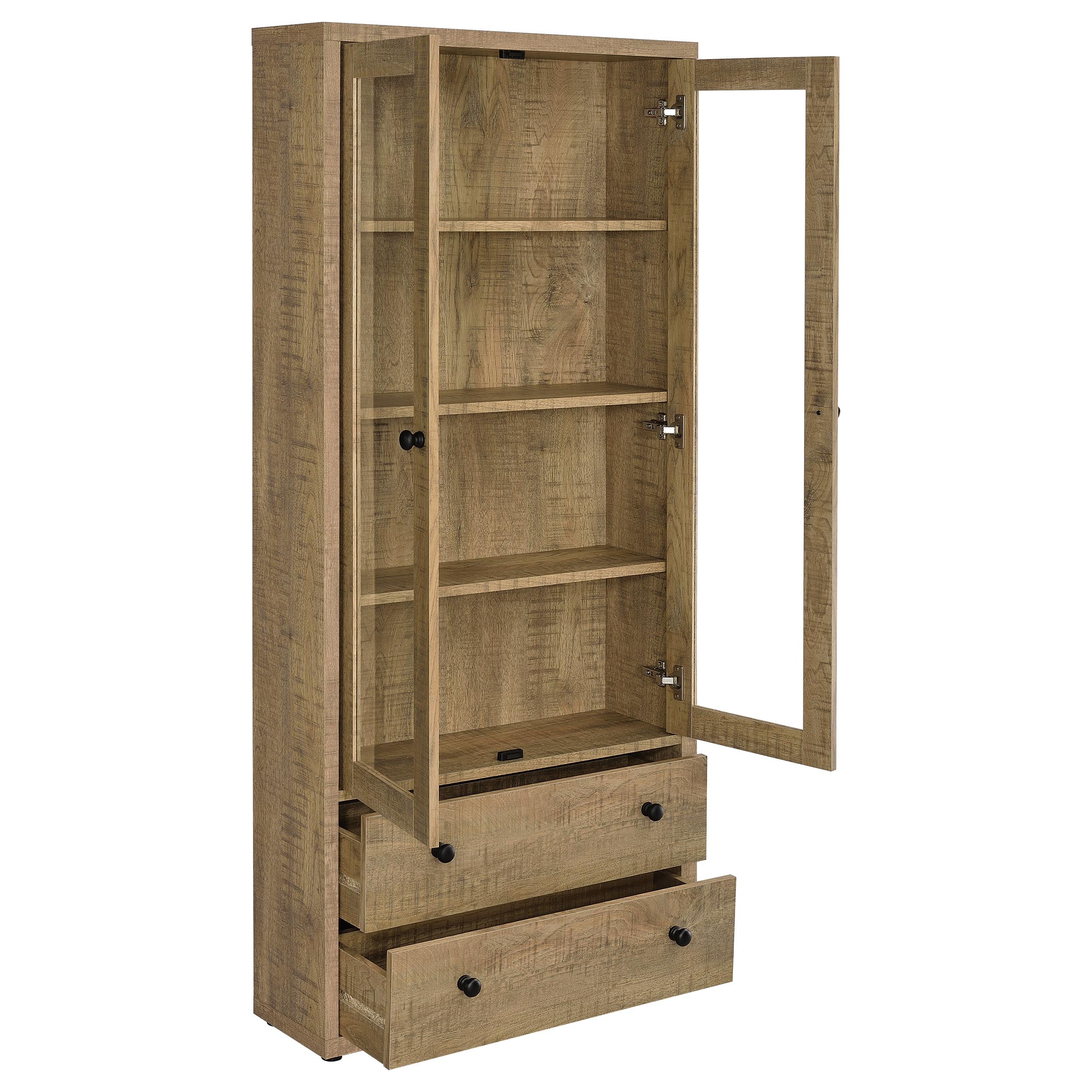 Hawthorne 4-shelf Glass Door Tall Cabinet with Drawers Mango — view 3