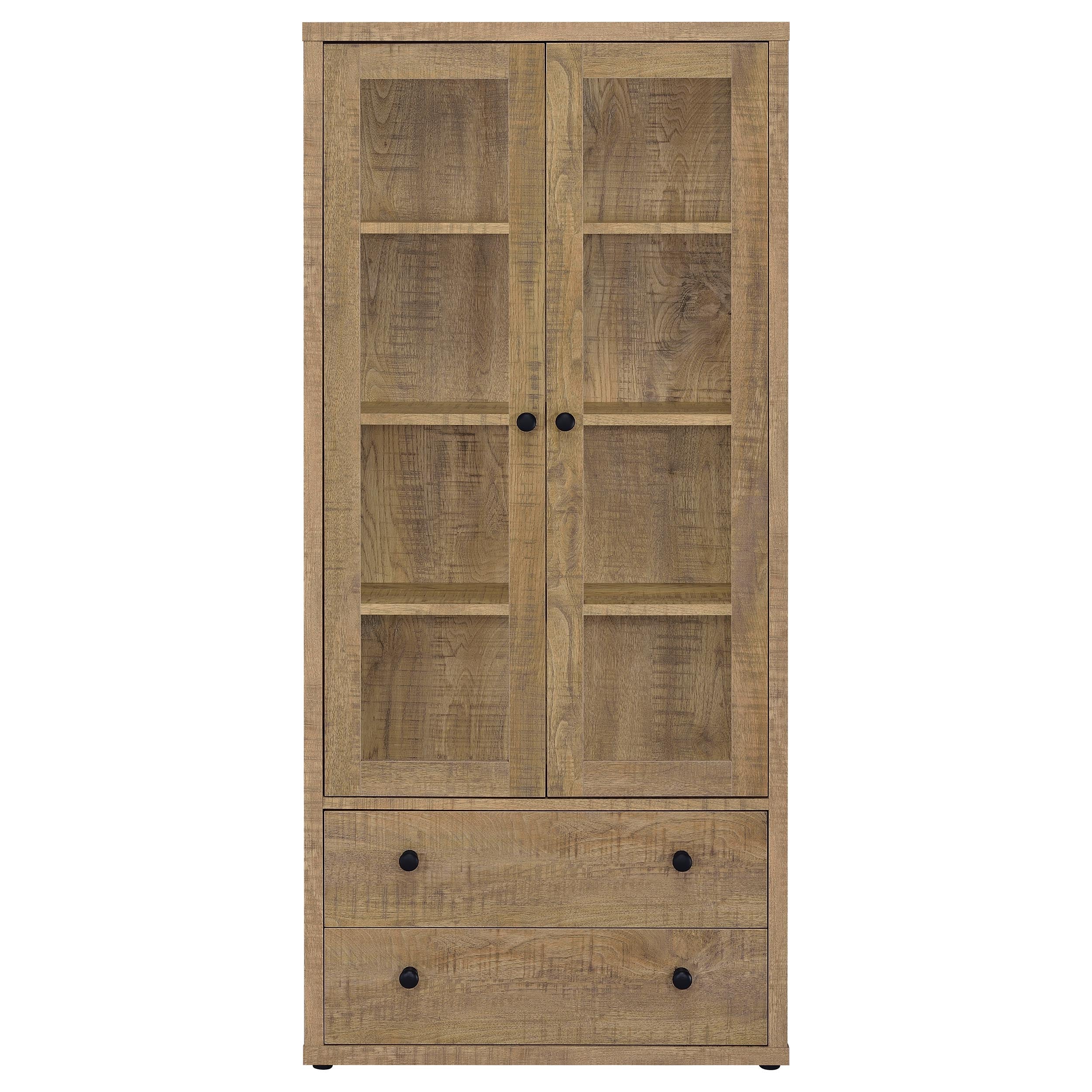 Hawthorne 4-shelf Glass Door Tall Cabinet with Drawers Mango — view 4