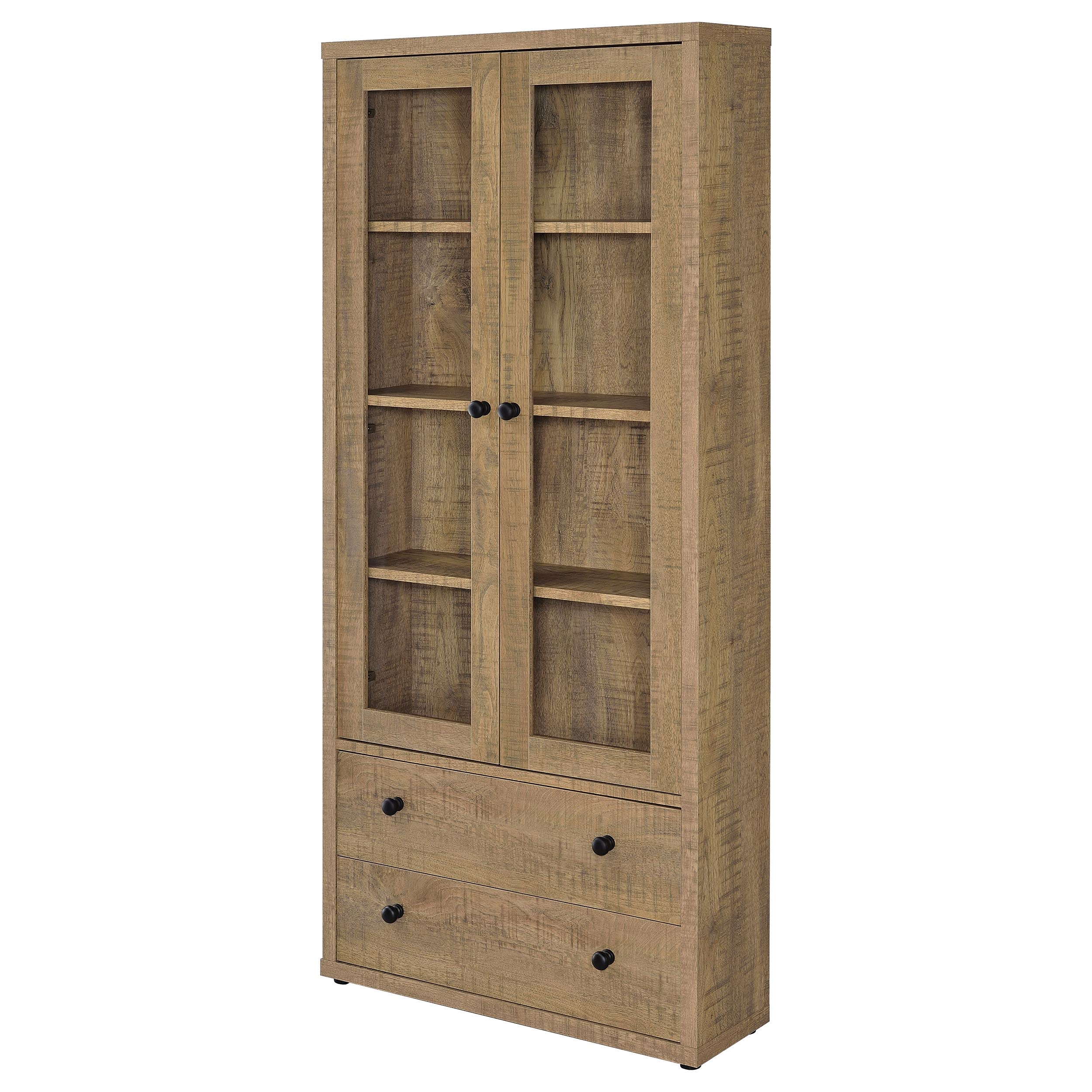 Hawthorne 4-shelf Glass Door Tall Cabinet with Drawers Mango — view 5
