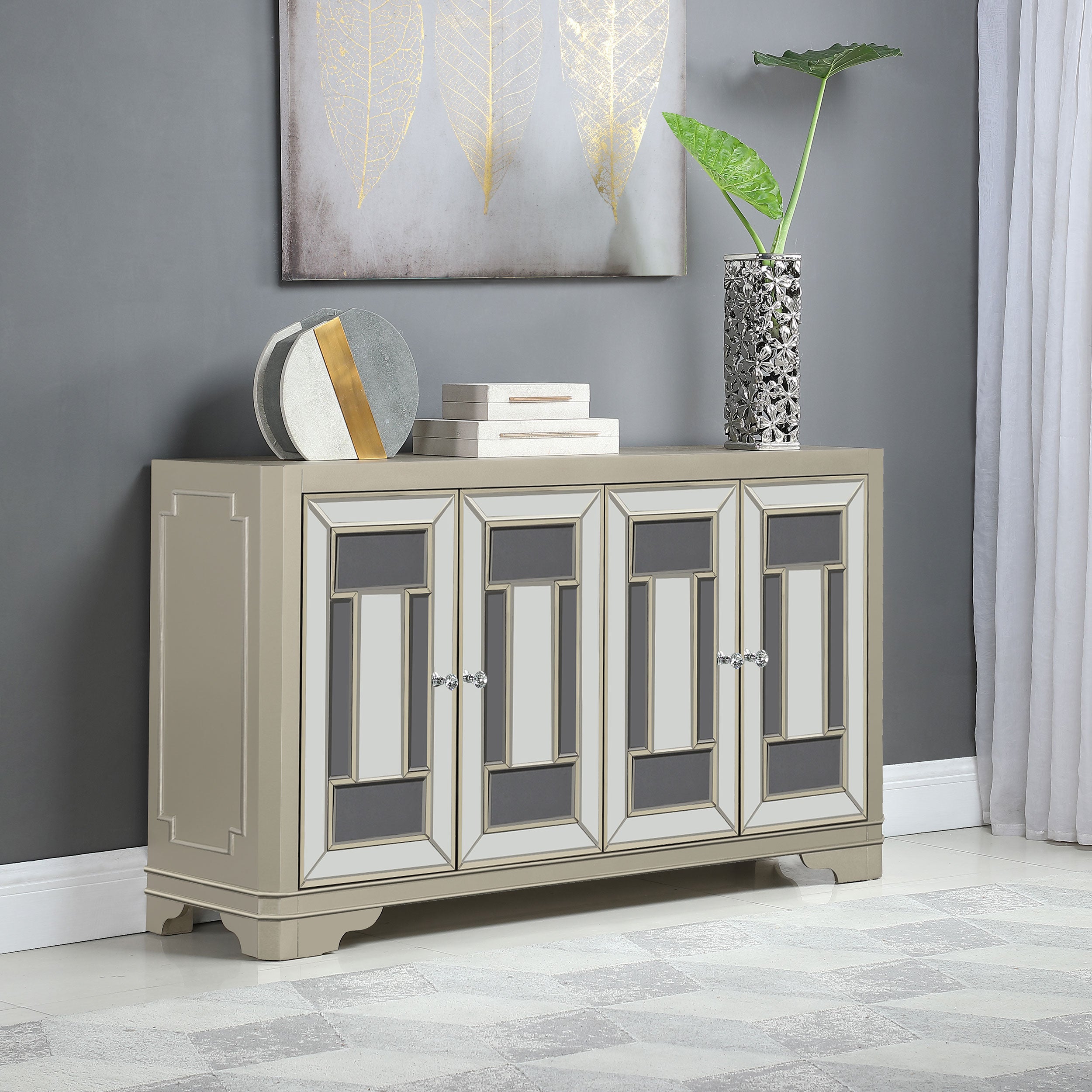 Toula 4-door Accent Cabinet Smoke and Champagne — view 2