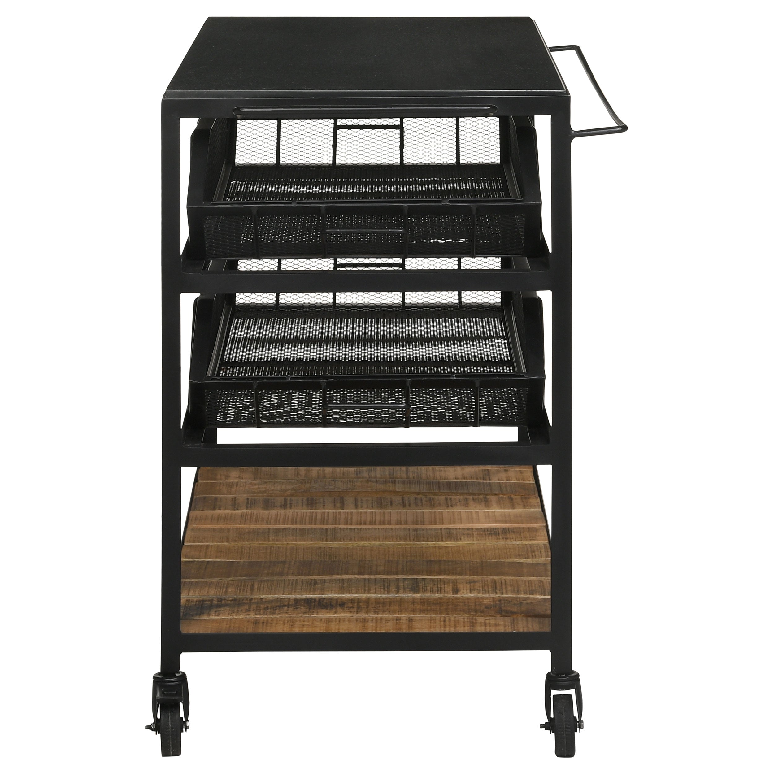 Evander Marble Top Kitchen Cart with Removable Shelves Black — view 6