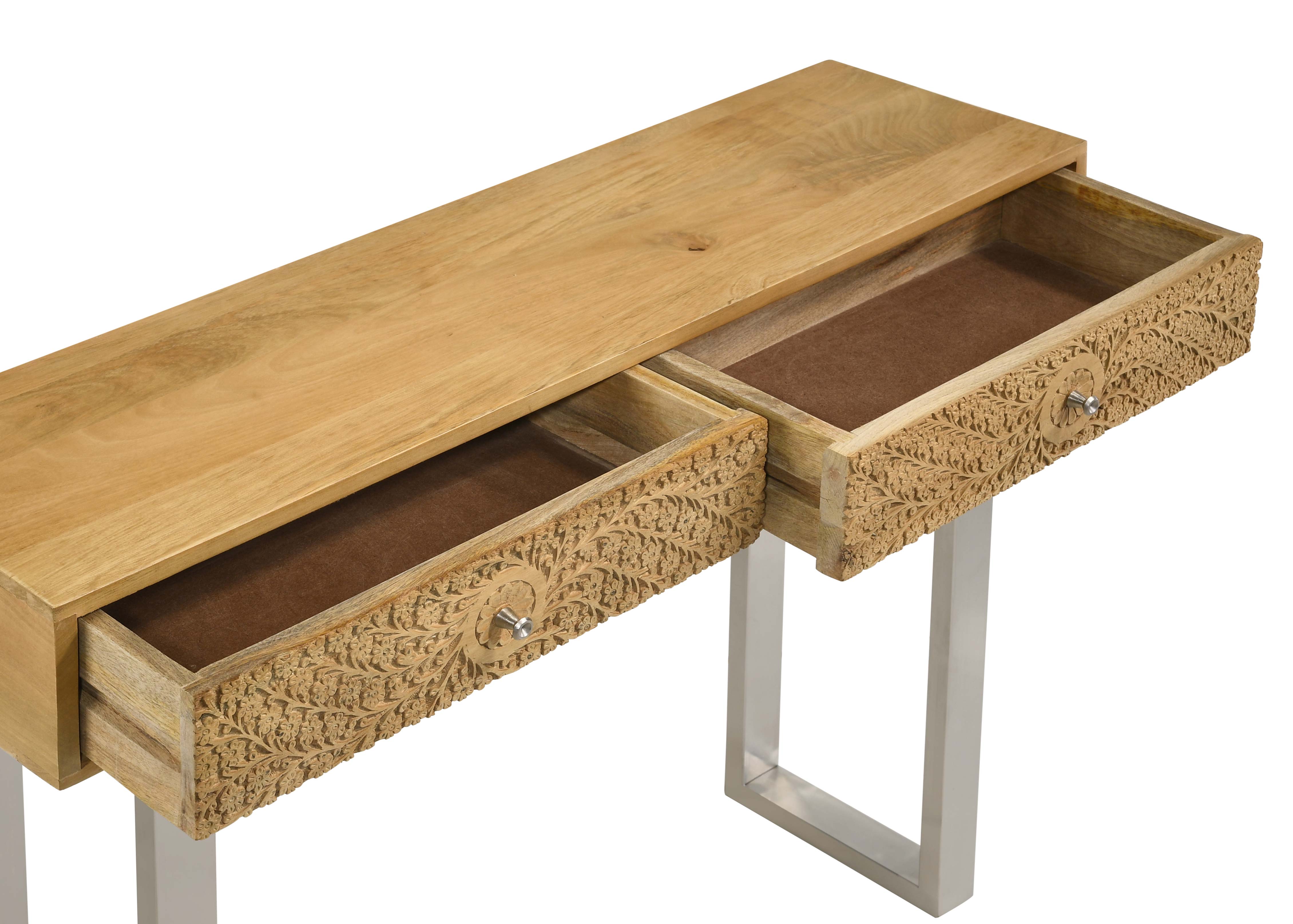 Draco 2-drawer Console Table Hand Carved Details Natural — view 8