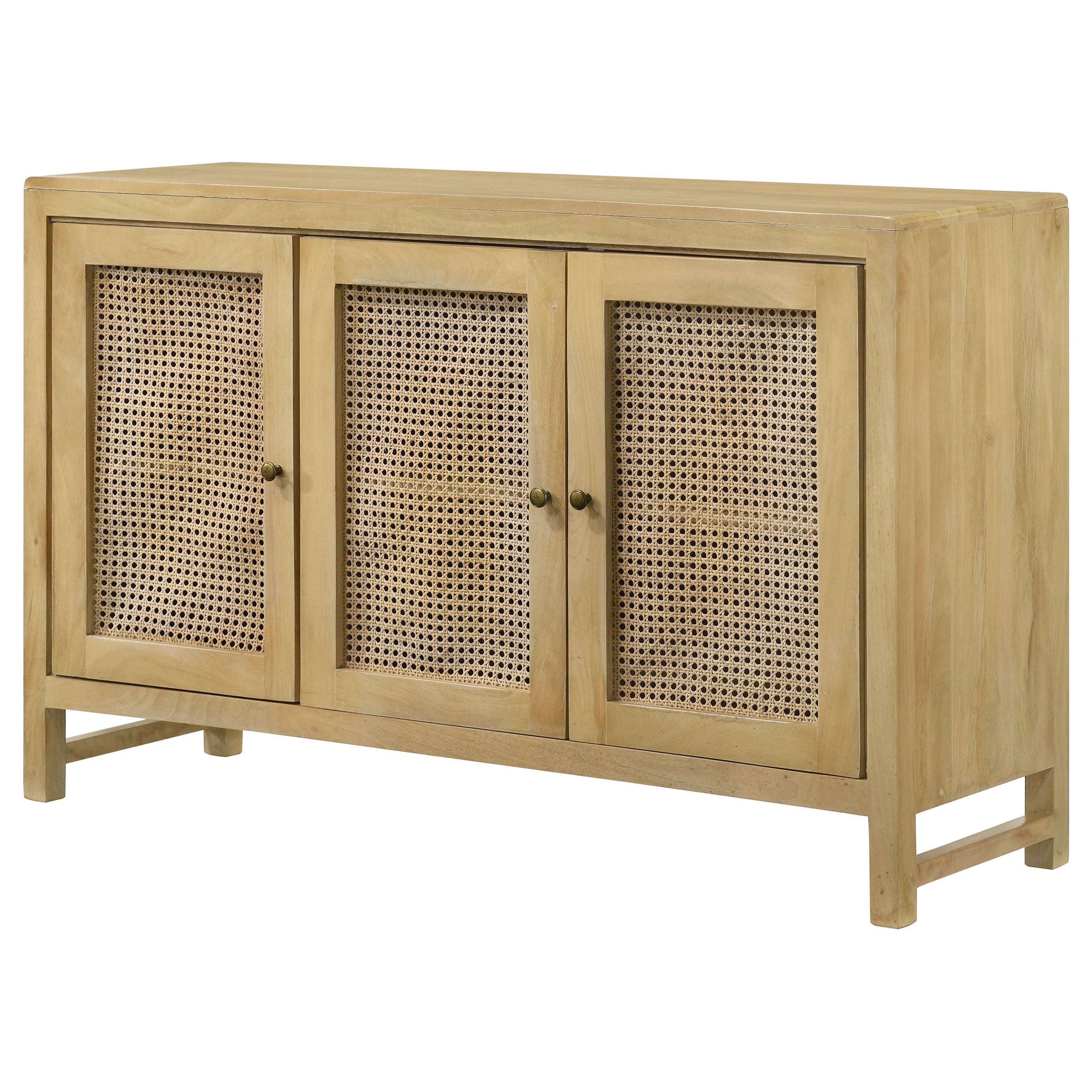 Zamora 3-door Wood Accent Cabinet with Woven Cane Natural — view 6