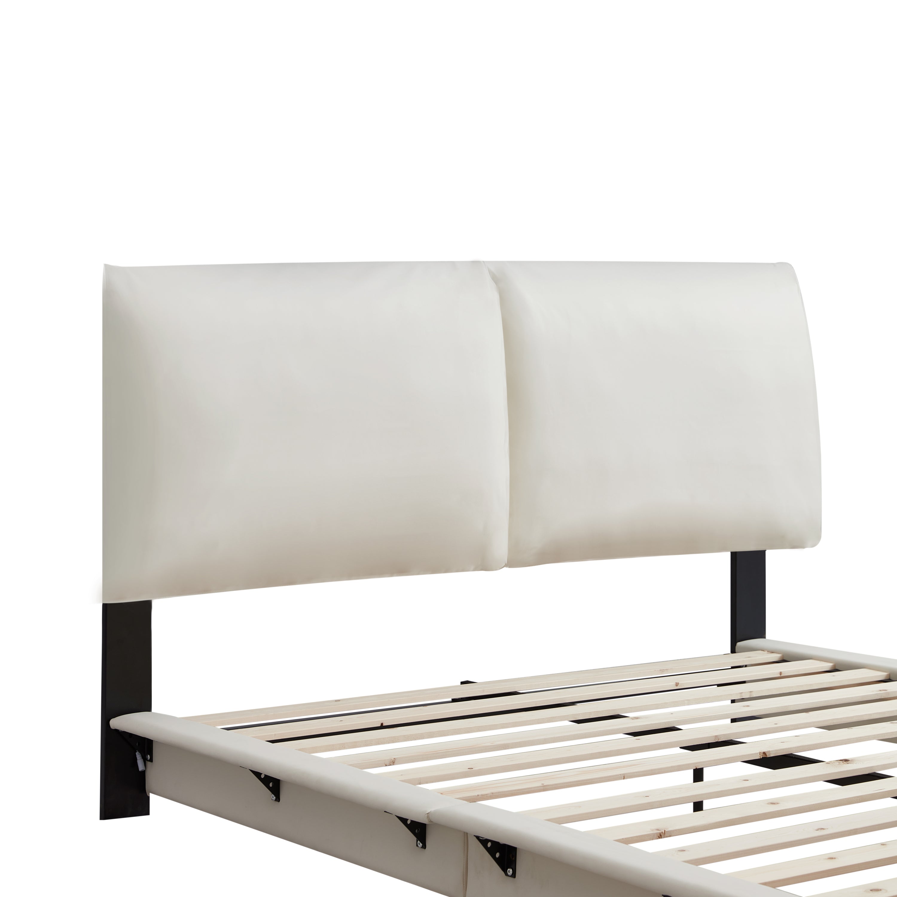 Full Size Upholstered Platform Bed with Sensor Light and Ergonomic Design Backrests, White - Atlantic Fine Furniture Melbourne FL