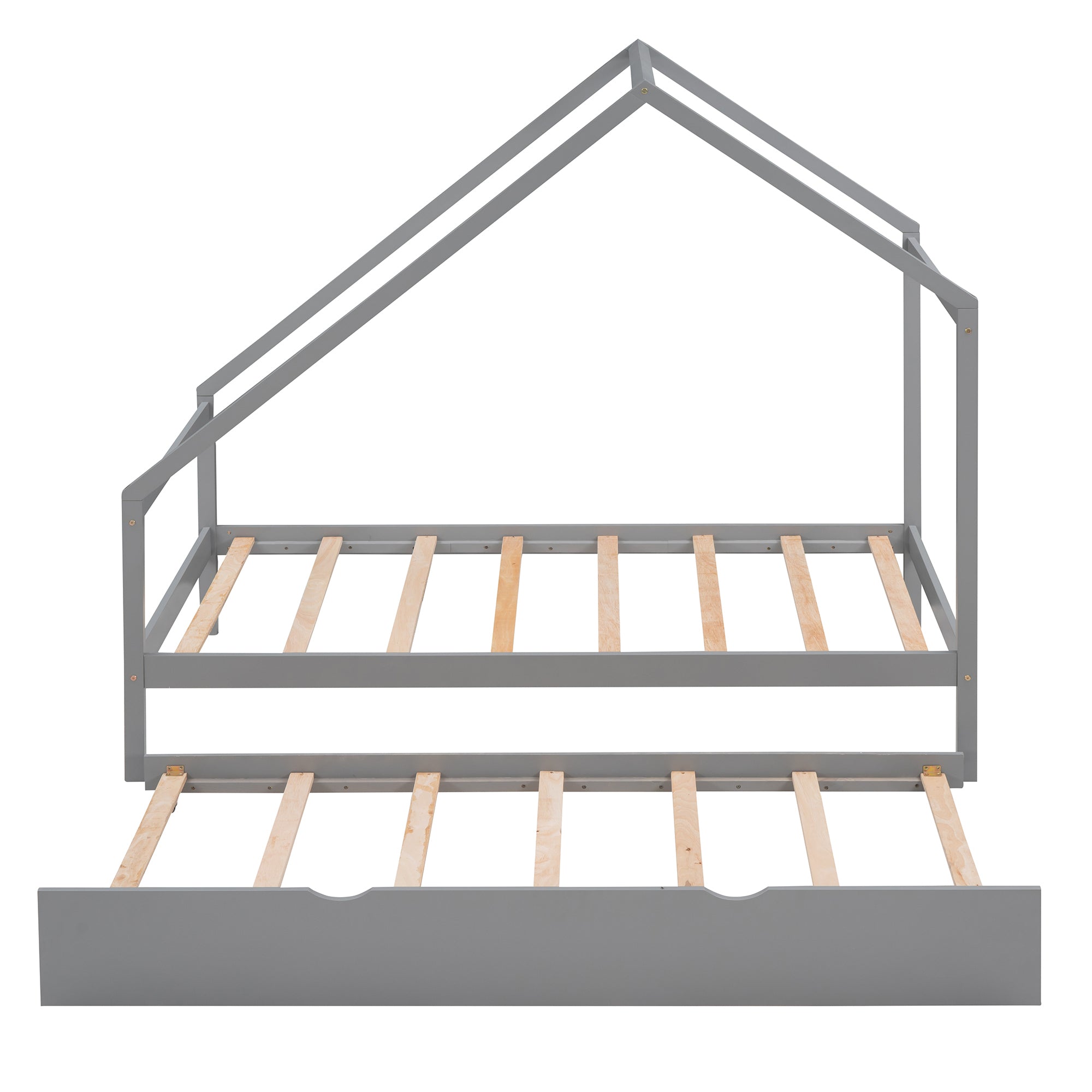 Twin Size Wooden House Bed With Twin Size Trundle, Gray - Atlantic Fine Furniture Melbourne FL