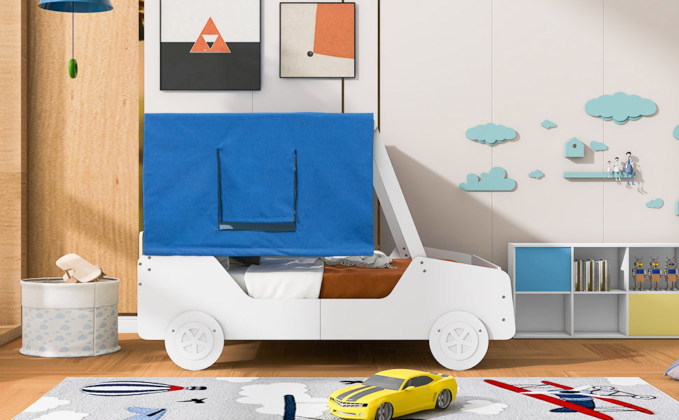 Full Size Car Shaped Bed with Tents,White - Atlantic Fine Furniture Melbourne FL