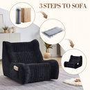 Bean Bag Chair With Armrests Oversized Comfy Beanbag Lounge Lazy Floor Sofa Accent Chair For Living Room - Black