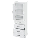 Bathroom Vanity With 2 Damping Hinge Doors, 3 Drawers, Adjustable Shelves - White