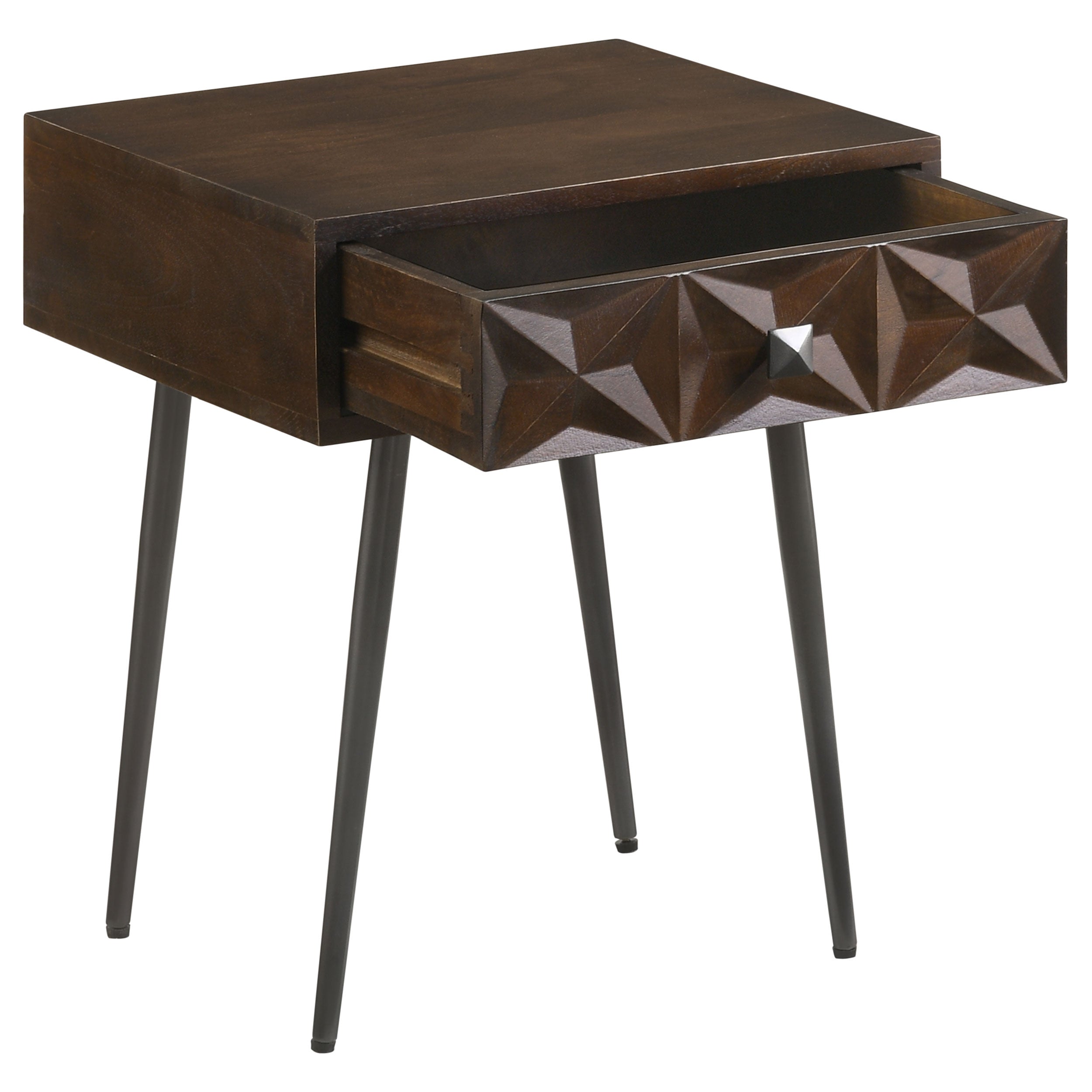 Ezra 1-drawer Rectangular Accent Side Table Coffee Brown — view 3