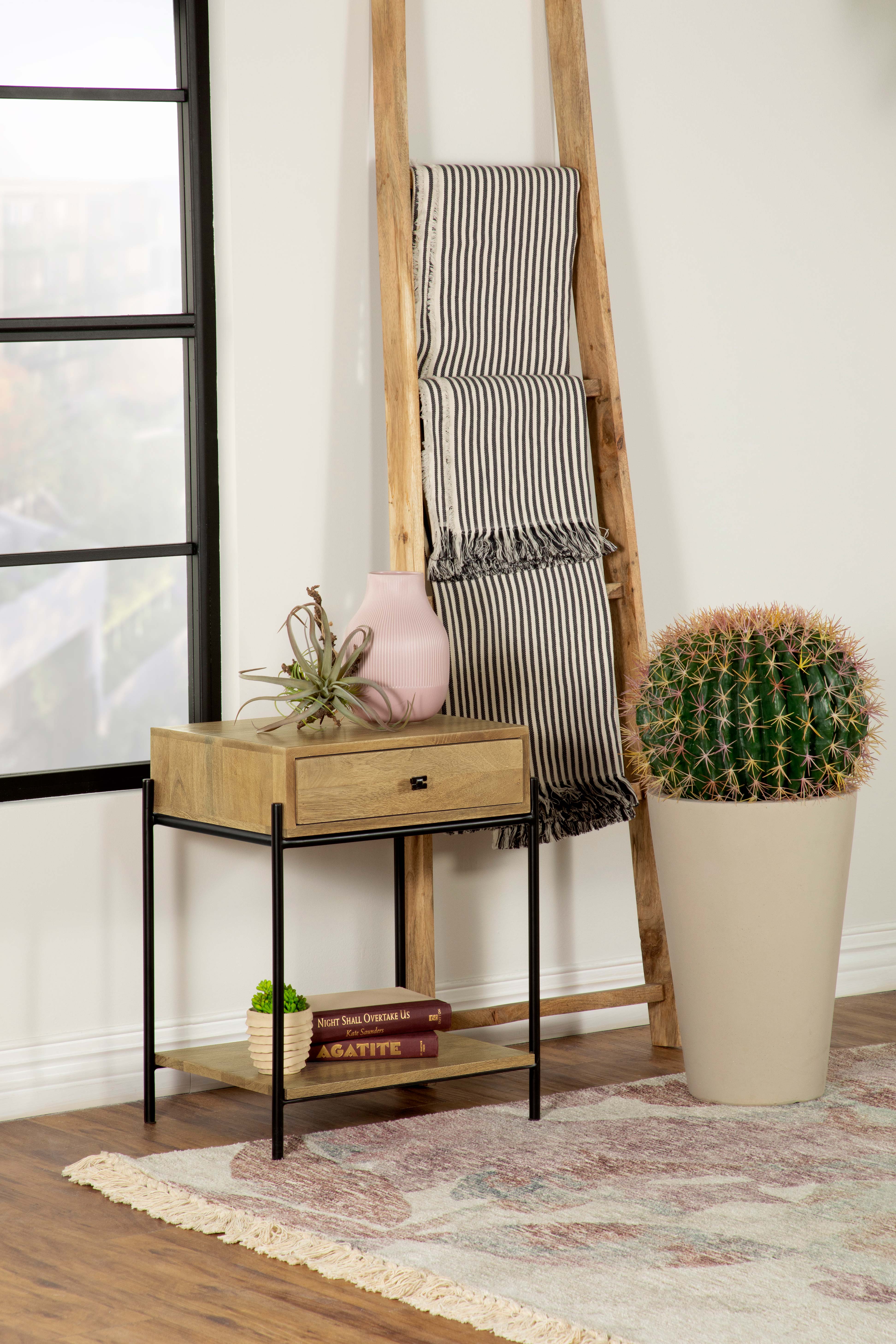 Declan 1-drawer Wood Accent Side Table Natural Mango — view 2