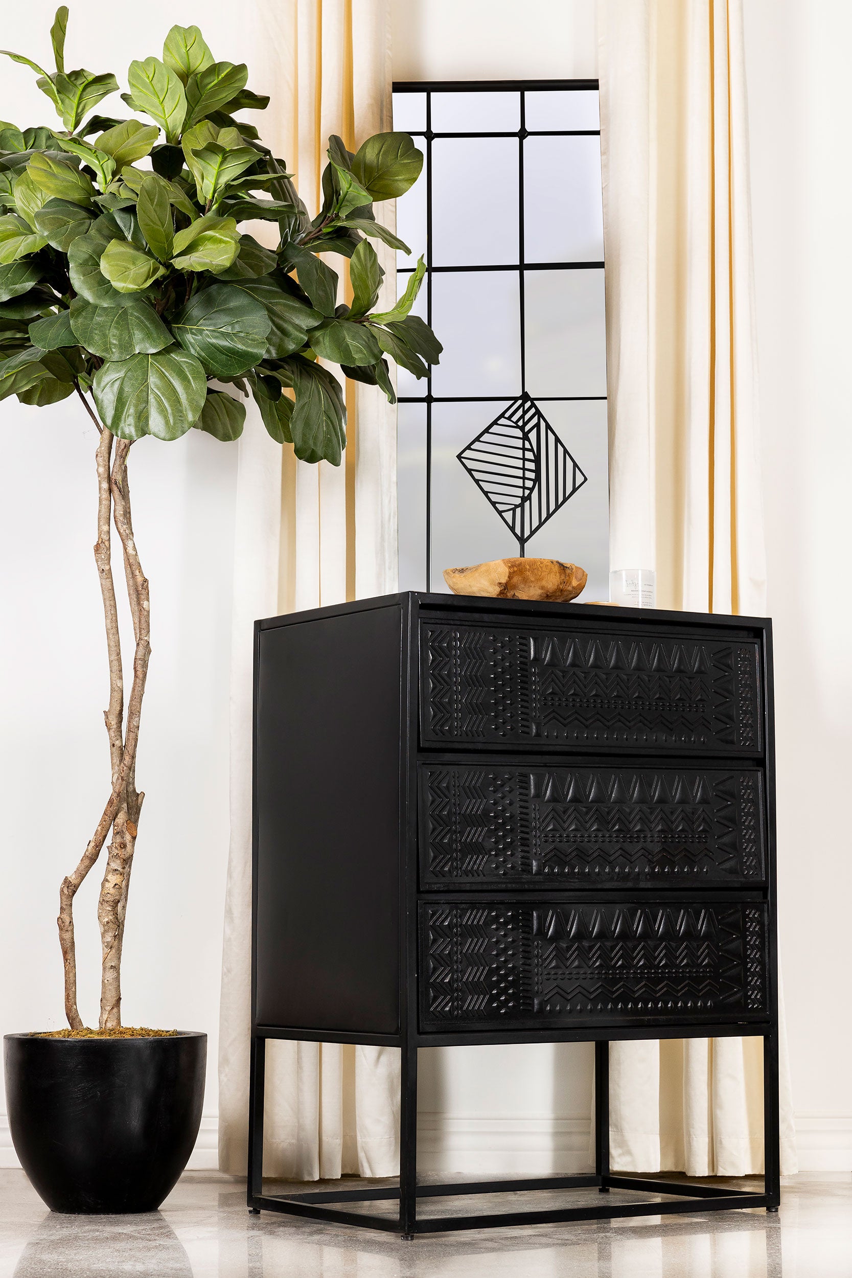 Alcoa 3-drawer Multi-Purpose Tall Accent Cabinet Black — view 2