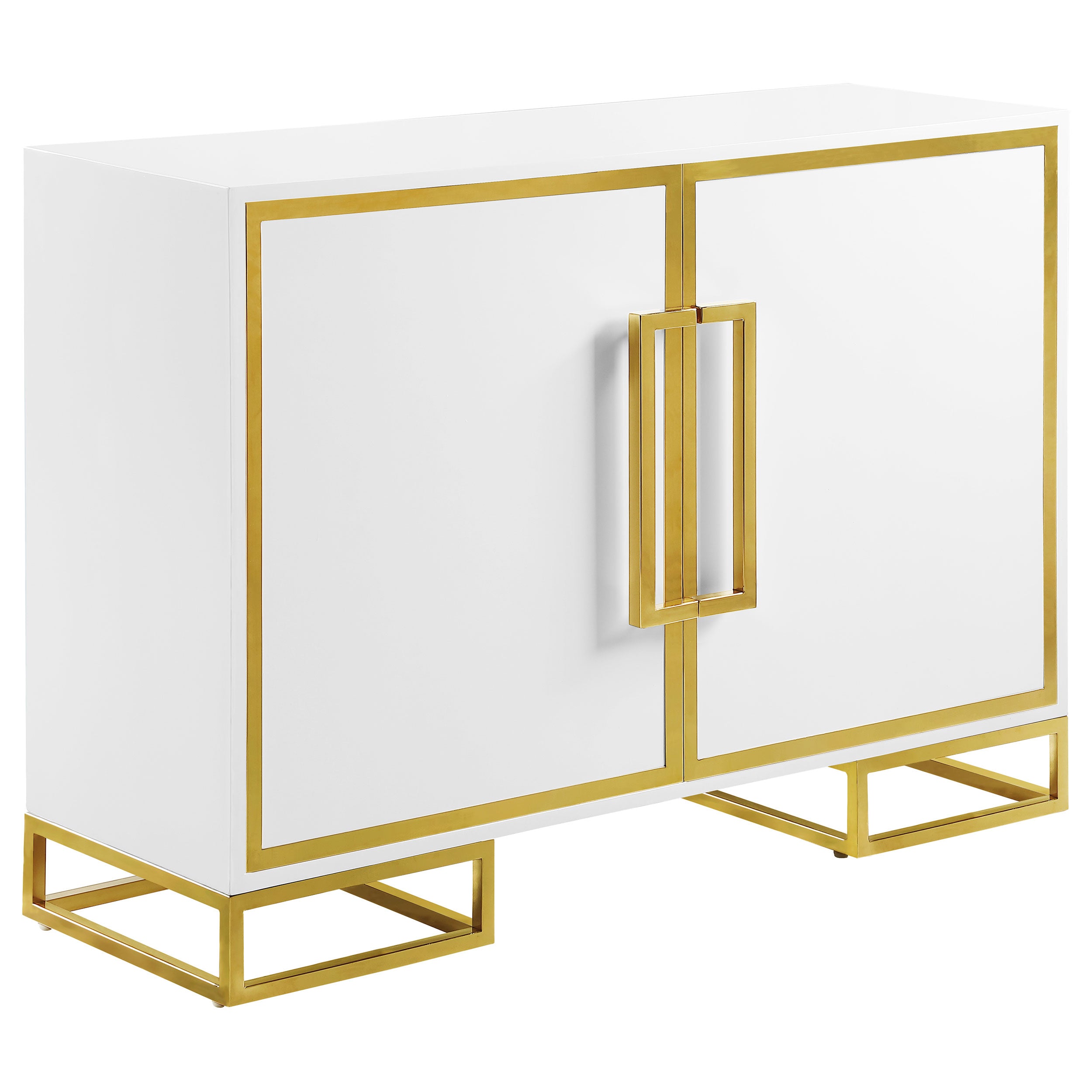 Elsa 2-door Wood Storage Accent Cabinet White and Gold — view 1