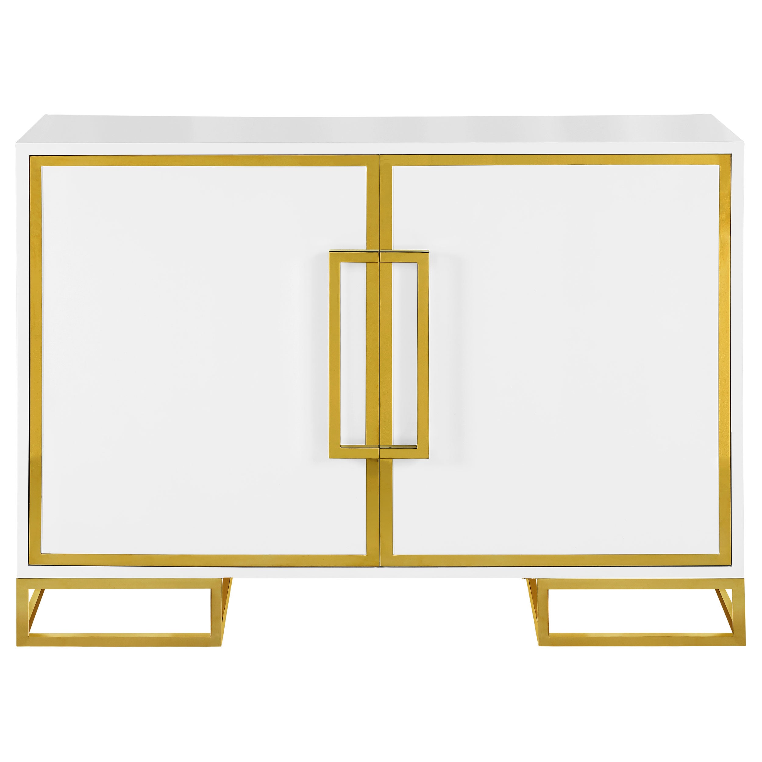 Elsa 2-door Wood Storage Accent Cabinet White and Gold — view 3