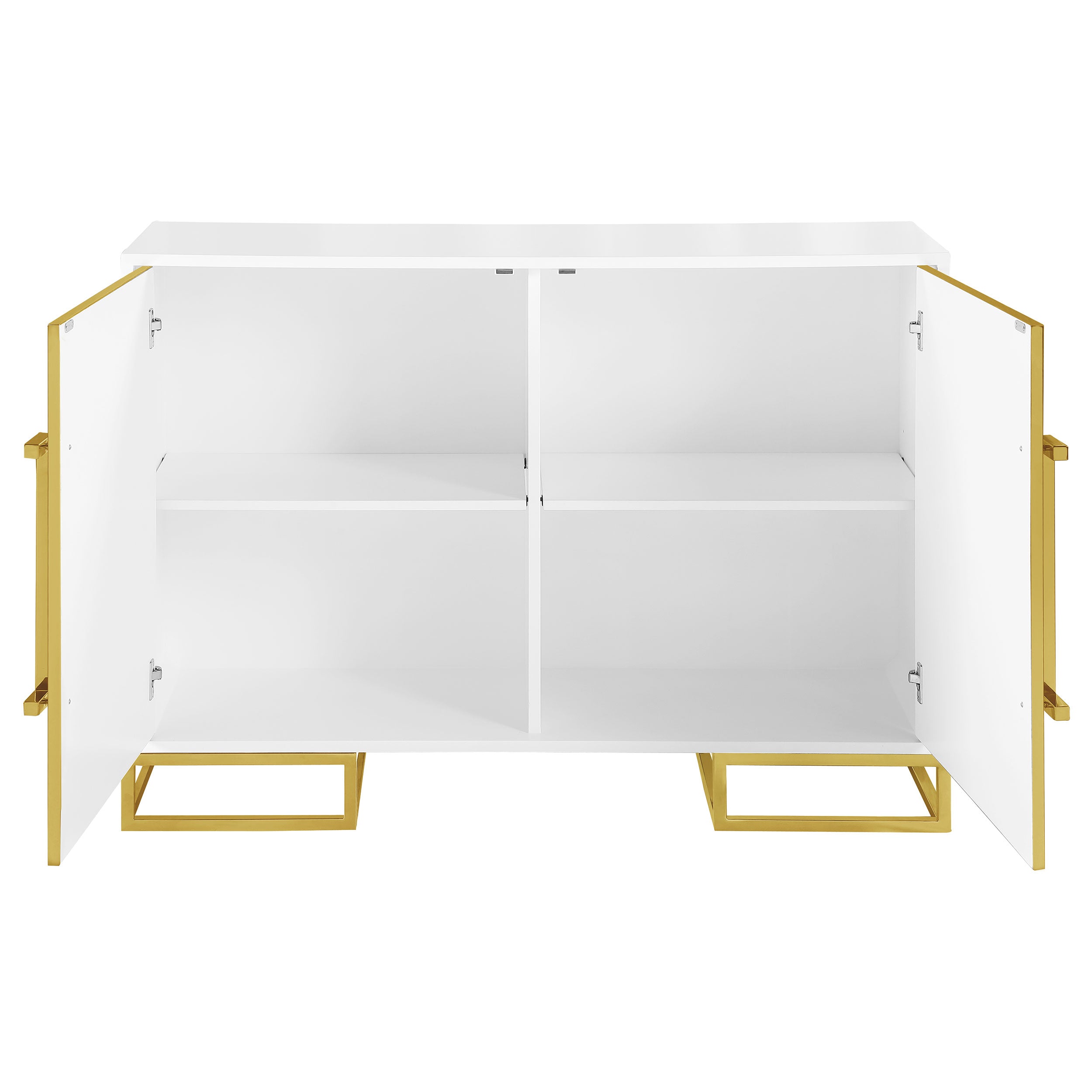 Elsa 2-door Wood Storage Accent Cabinet White and Gold — view 4