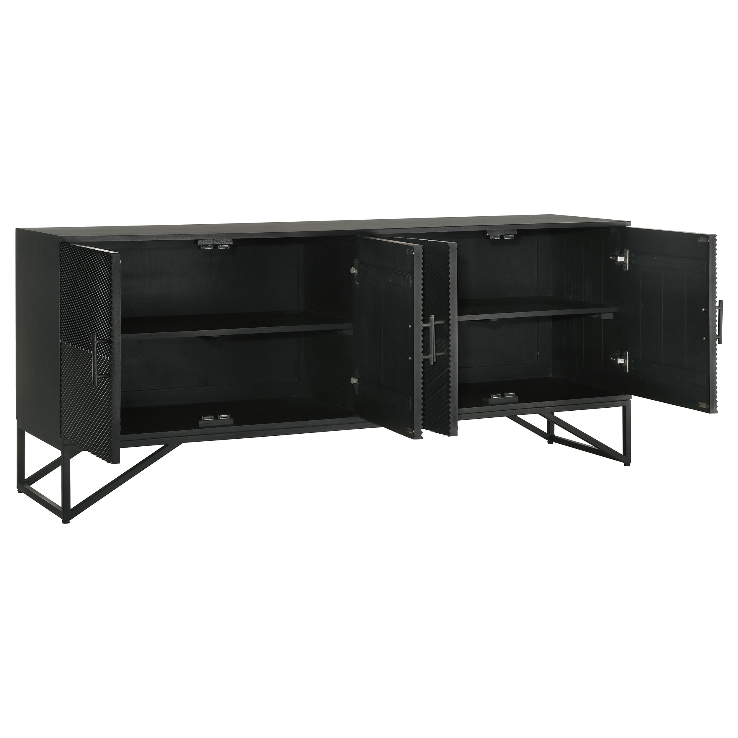 Riddell 4-door Wood Reeding Accent Cabinet Matte Black — view 3
